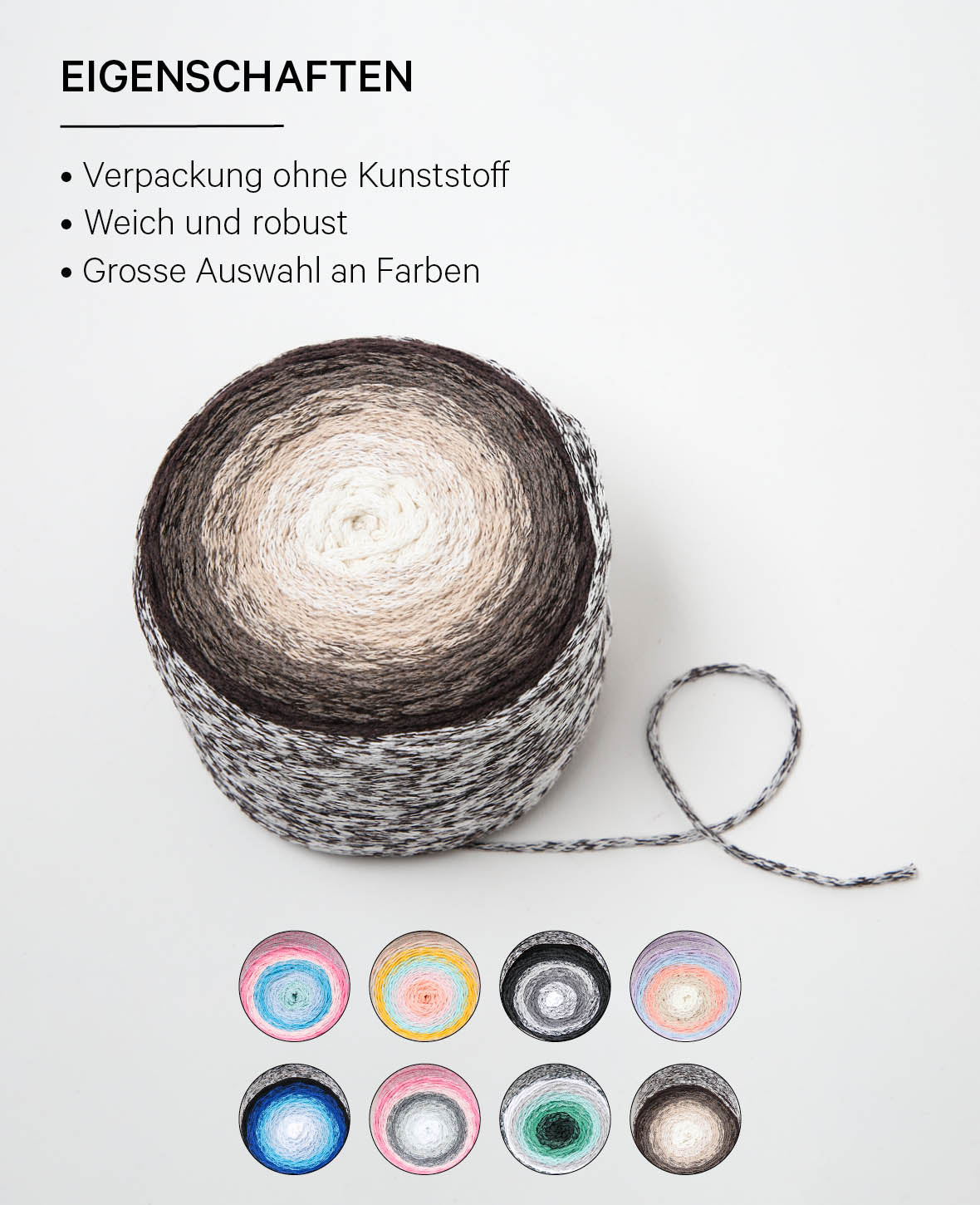 Vivace Siena, Lalana Textilgarn zum Häkeln, Stricken, Knüpfen & Makramee Projekte, Braun, ca. 2 mm x 210 m, ca. 250 g