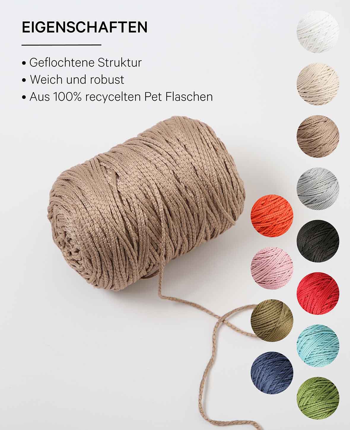 Fiona Coffee, Yarn Chain Stitch, Coffee, approx. 100 g, approx. 120 m, ø 2mm