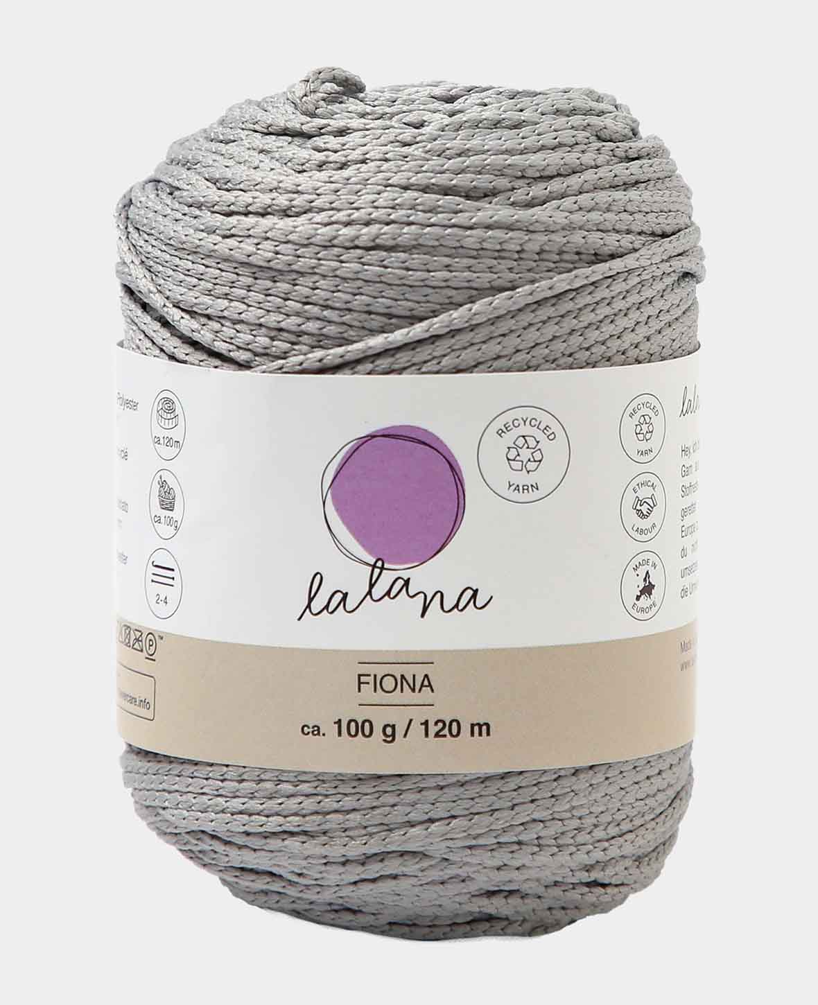 Fiona light grey, Lalana Kettengarn, Hellgrau, ca. 100 g, ca. 120 m, ø 2mm