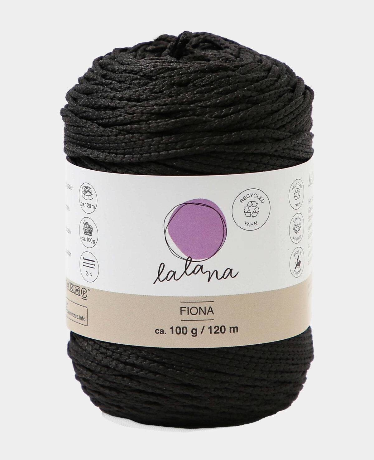 Fiona black, Lalana Kettengarn, Schwarz, ca. 100 g, ca. 120 m, ø 2mm