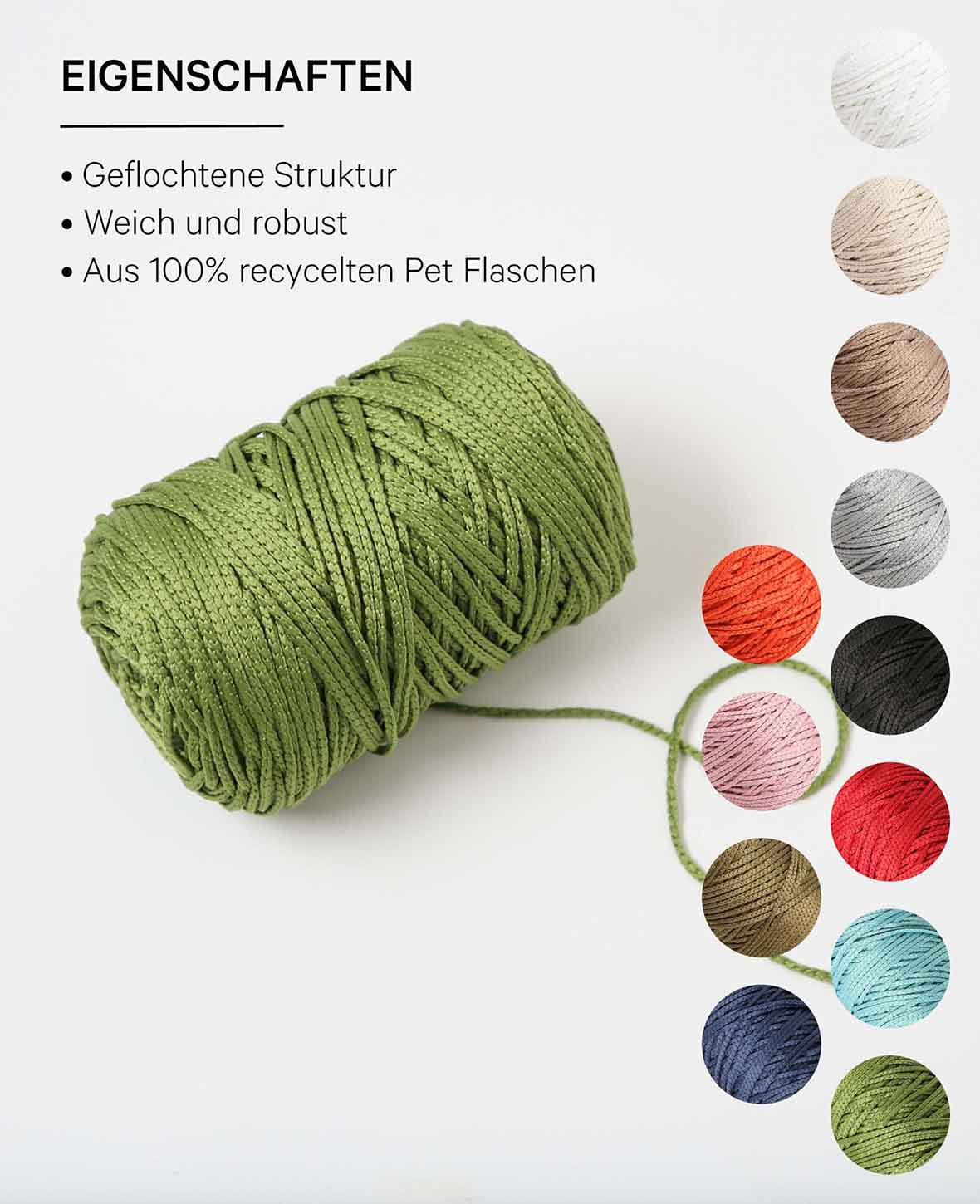 Fiona olive, Lalana Kettengarn, Olivegrün, ca. 100 g, ca. 120 m, ø 2mm