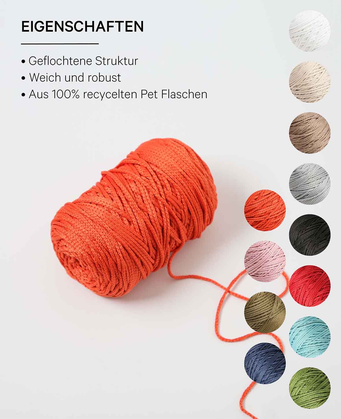 Fiona rusty, chainette yarn, rust red, approx. 100 g, approx. 120 m, ø 2mm