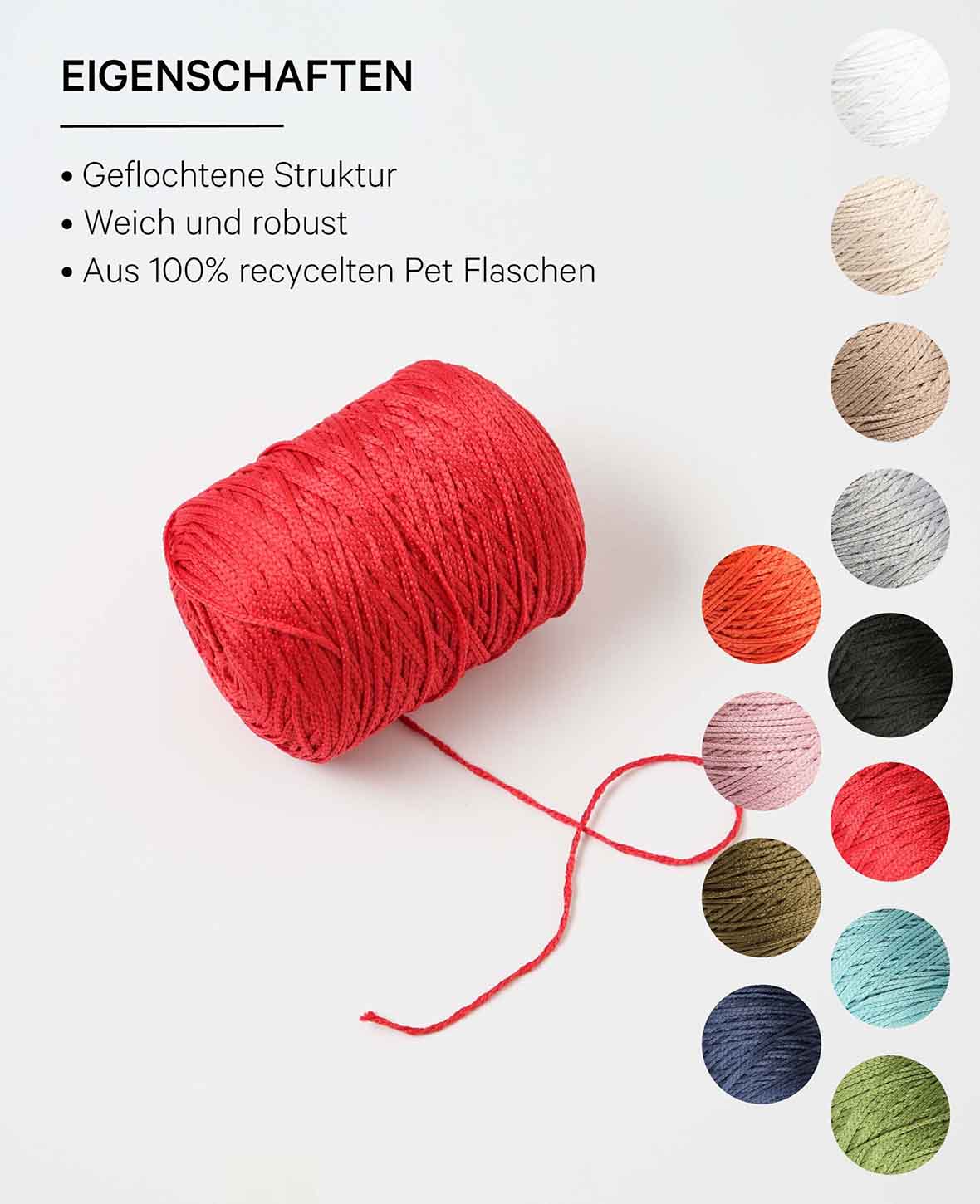 Fiona red, Lalana chainette yarn, Red, approx. 100 g, approx. 260 m, ø 1mm