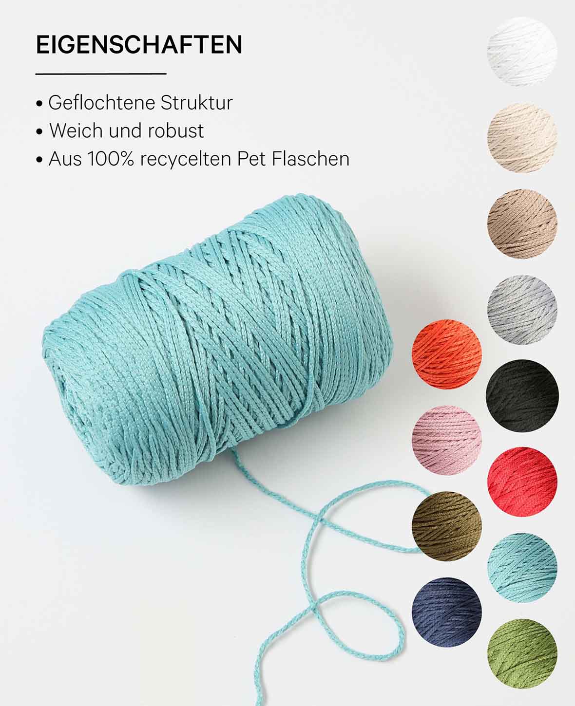 Fiona mint, Lalana chainette yarn, mint green, approx. 100 g, approx. 260 m, ø 1mm