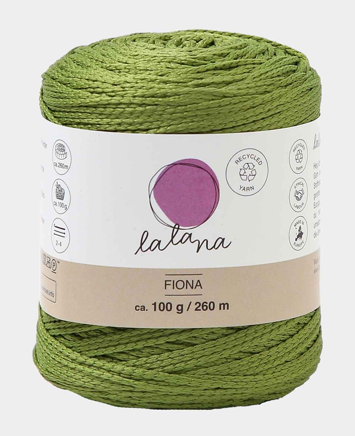 Fiona olive, Lalana Kettengarn, Olivegrün, ca. 100 g, ca. 260 m, ø 1mm