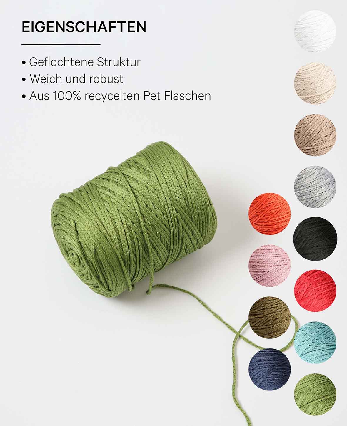 Fiona olive, Lalana chainette yarn, olive green, approx. 100 g, approx. 260 m, ø 1mm