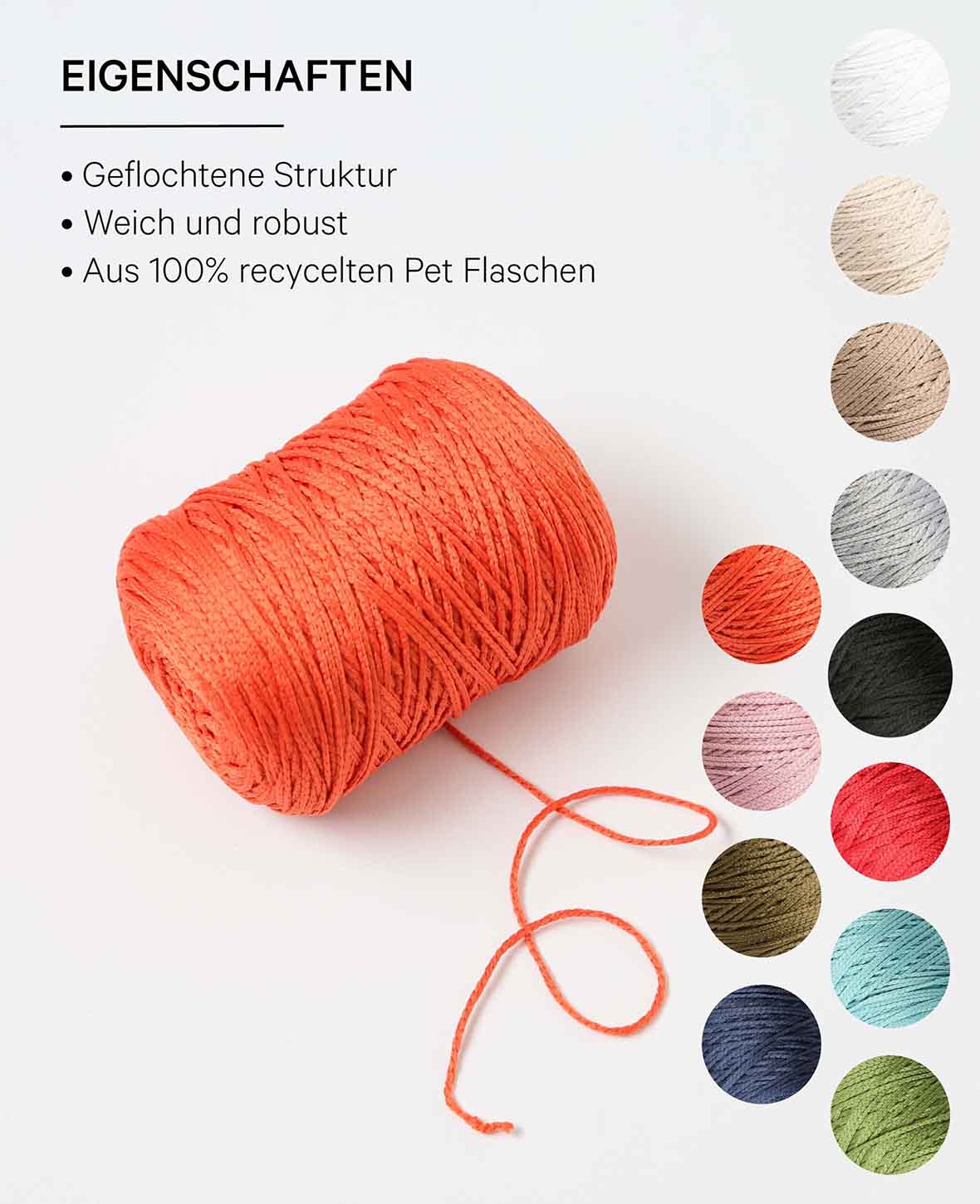 Fiona rusty, chainette yarn, rust red, approx. 100 g, approx. 260 m, ø 1mm