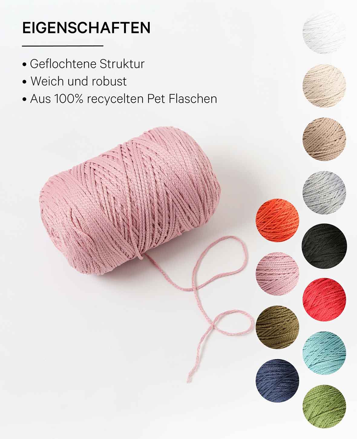 Fiona powder, Lalana Kettengarn, Puderrosa, ca. 100 g, ca. 260 m, ø 1mm