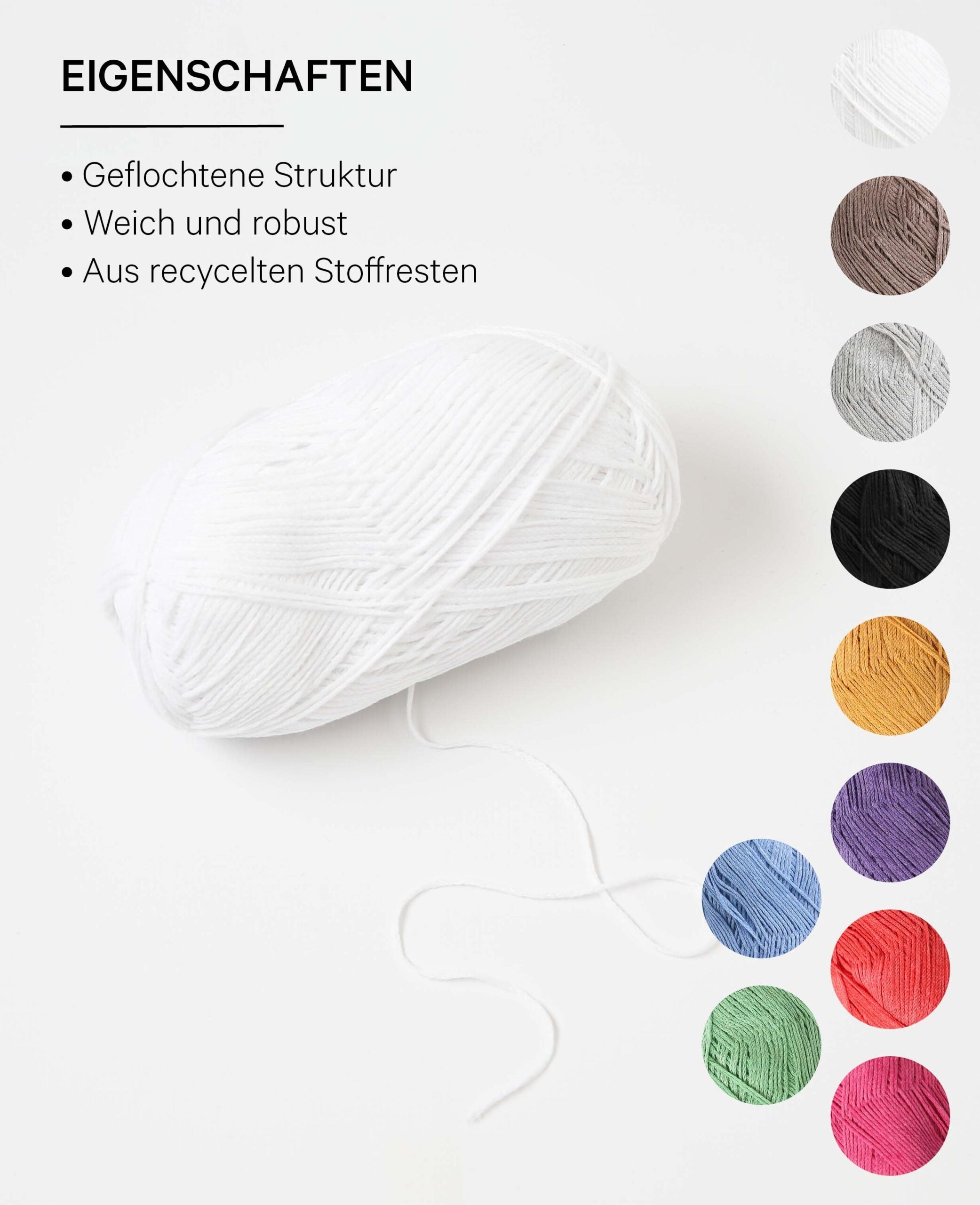 Lydia white, Lalana Kettengarn, Weiss, ca. 100 g, ca. 300 m, ø 1.5mm