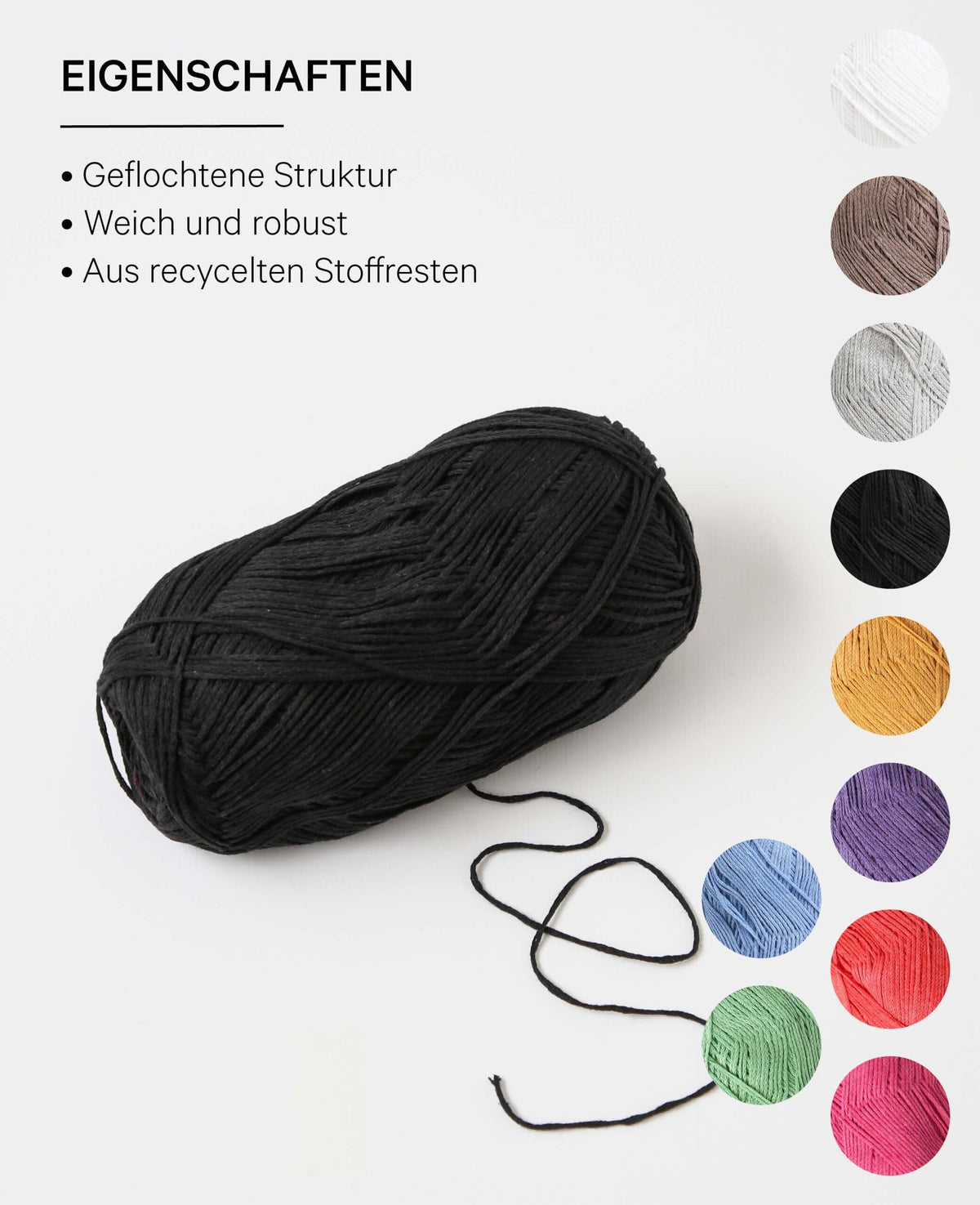 Lydia black, Lalana Kettengarn, Schwarz, ca. 100 g, ca. 300 m, ø 1.5mm