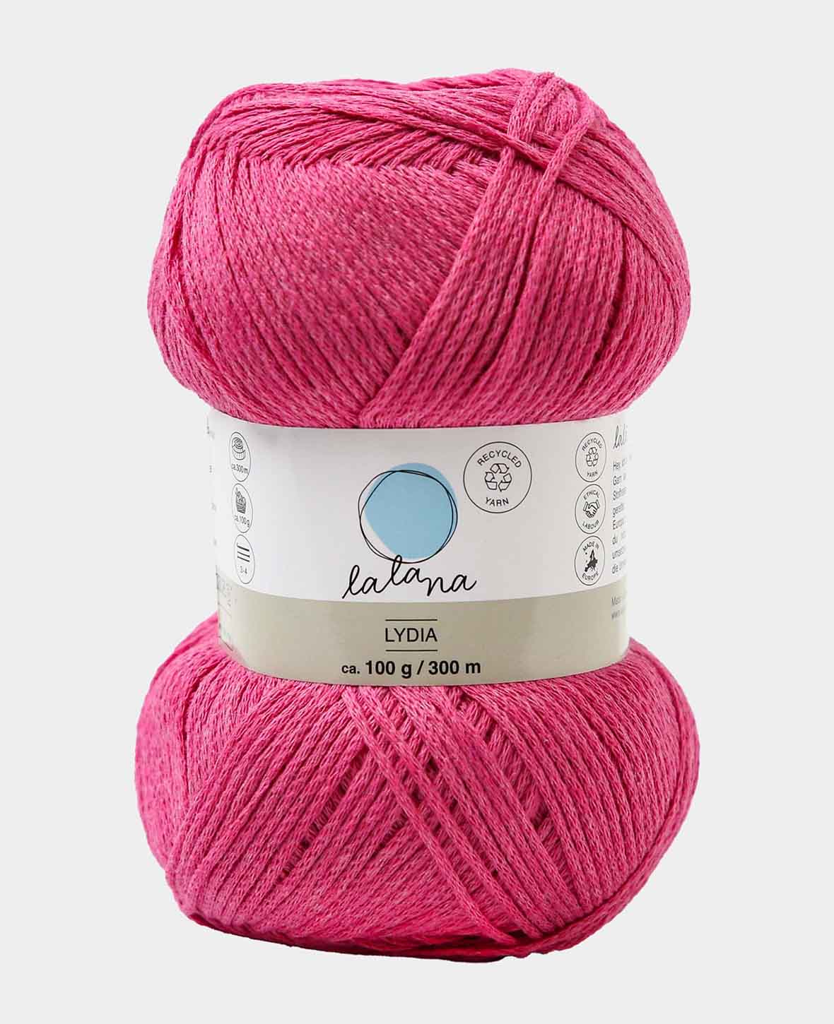 Lydia magenta, Lalana Kettengarn, Magentarot, ca. 100 g, ca. 300 m, ø 1.5mm