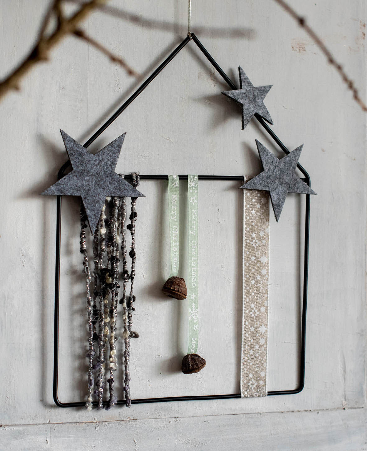 Metal decor house, stone