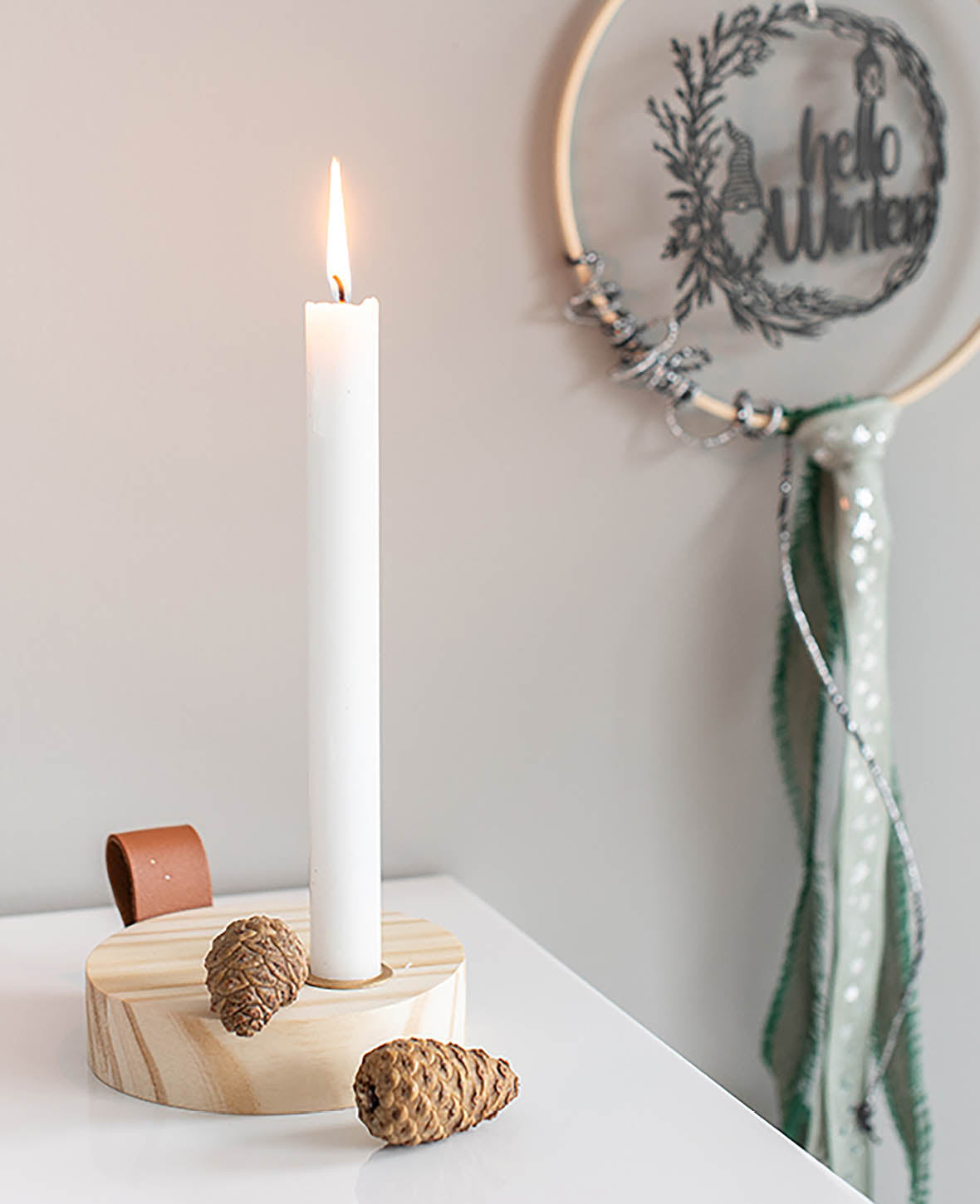 Chandelier en bois naturel Ø 12 cm