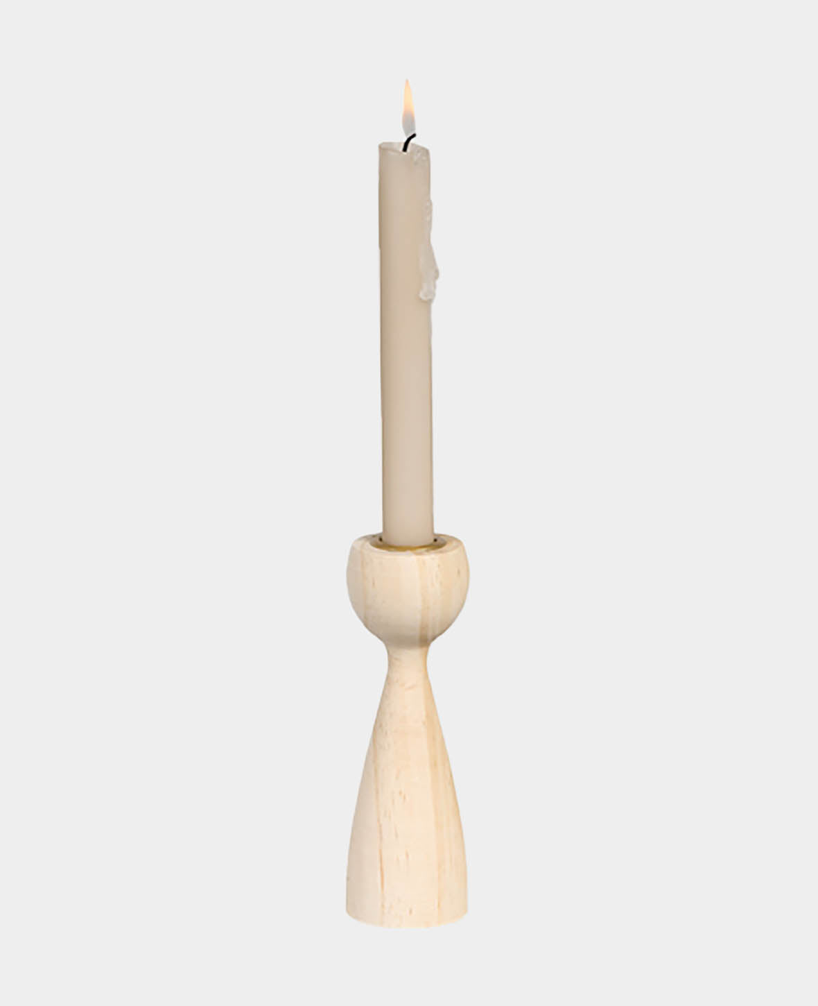 Bougeoir conique en bois naturel
