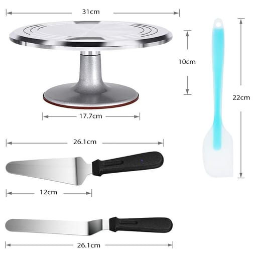 (7-piece set) Ø30cm Rotating Cake Stand Cake Turntable Decorating Se