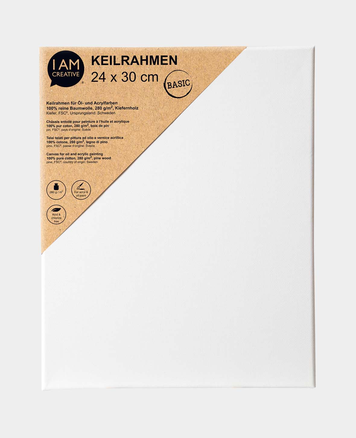 Keilrahmen BASIC, 1.7 x 24 x 30 cm, Weiss