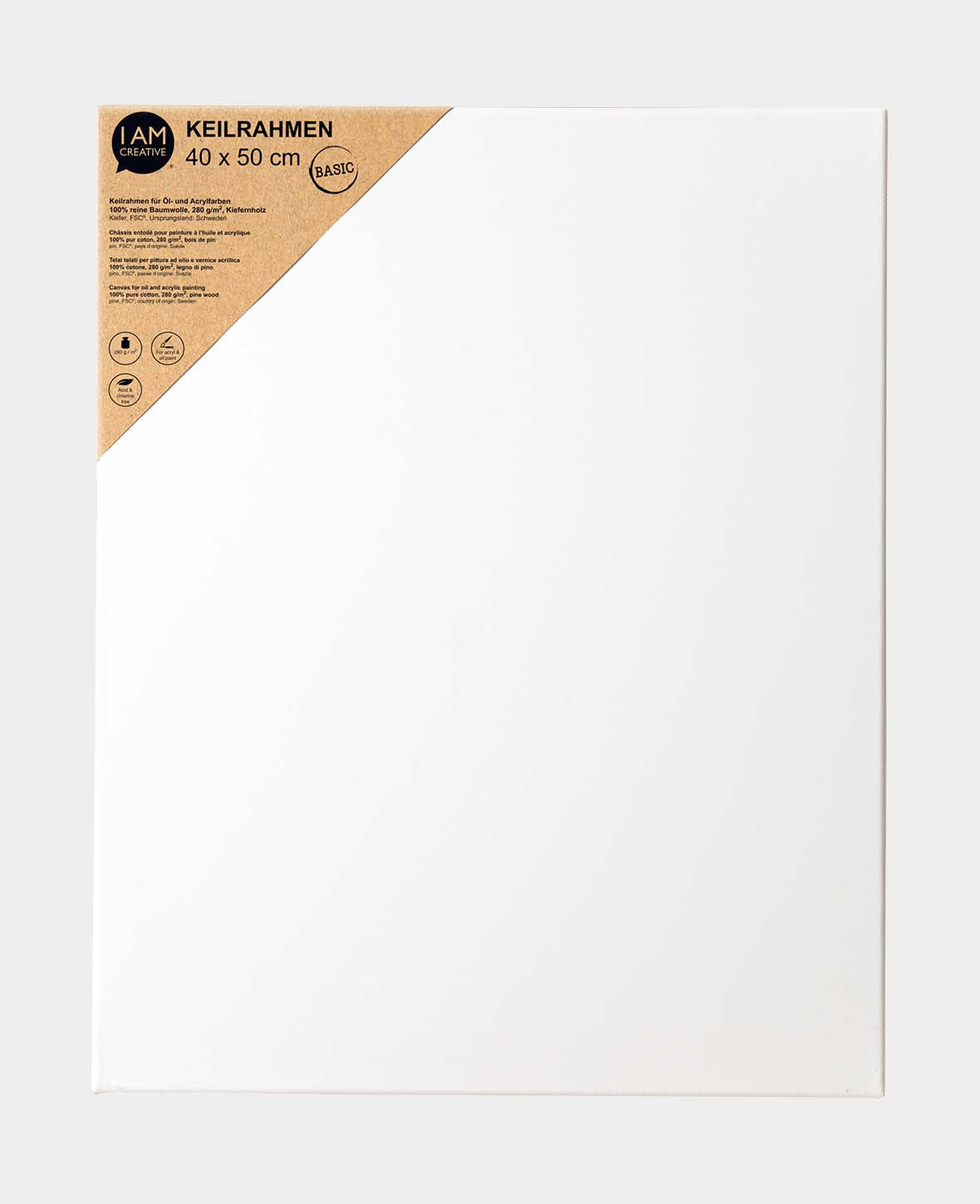 Keilrahmen BASIC, 1.7 x 40 x 50 cm, Weiss