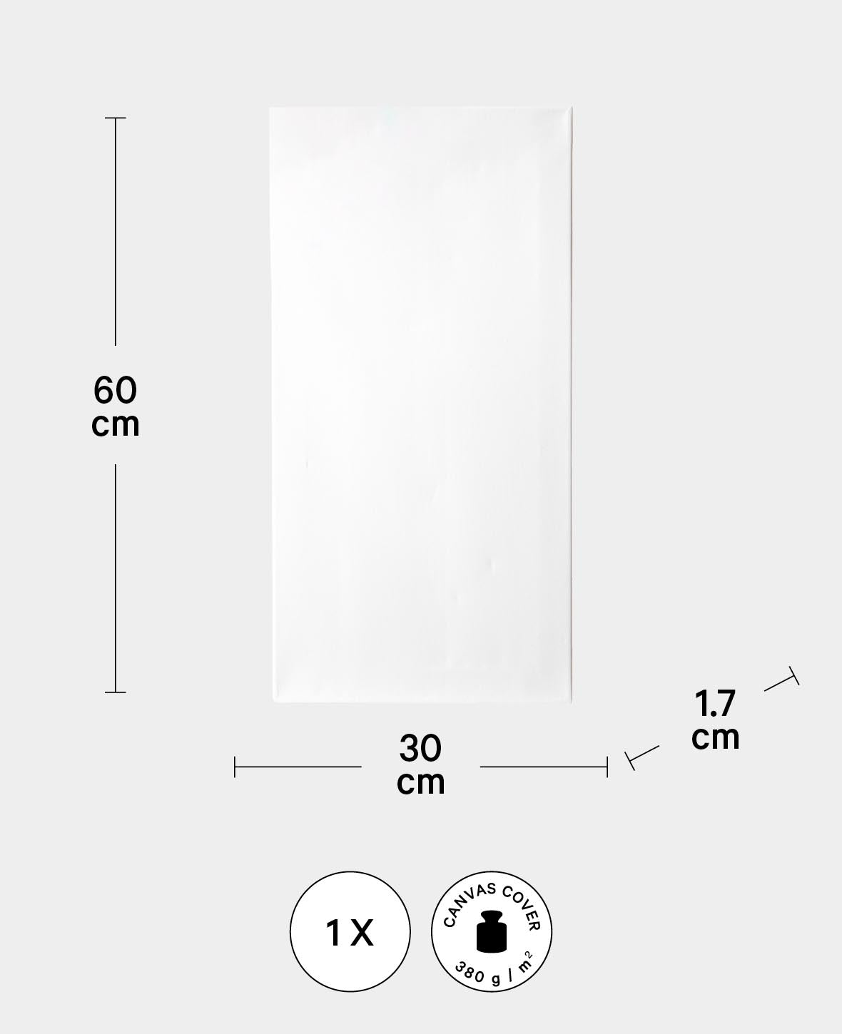 Stretcher Frame Classic, 1.7 x 30 x 60 cm, White