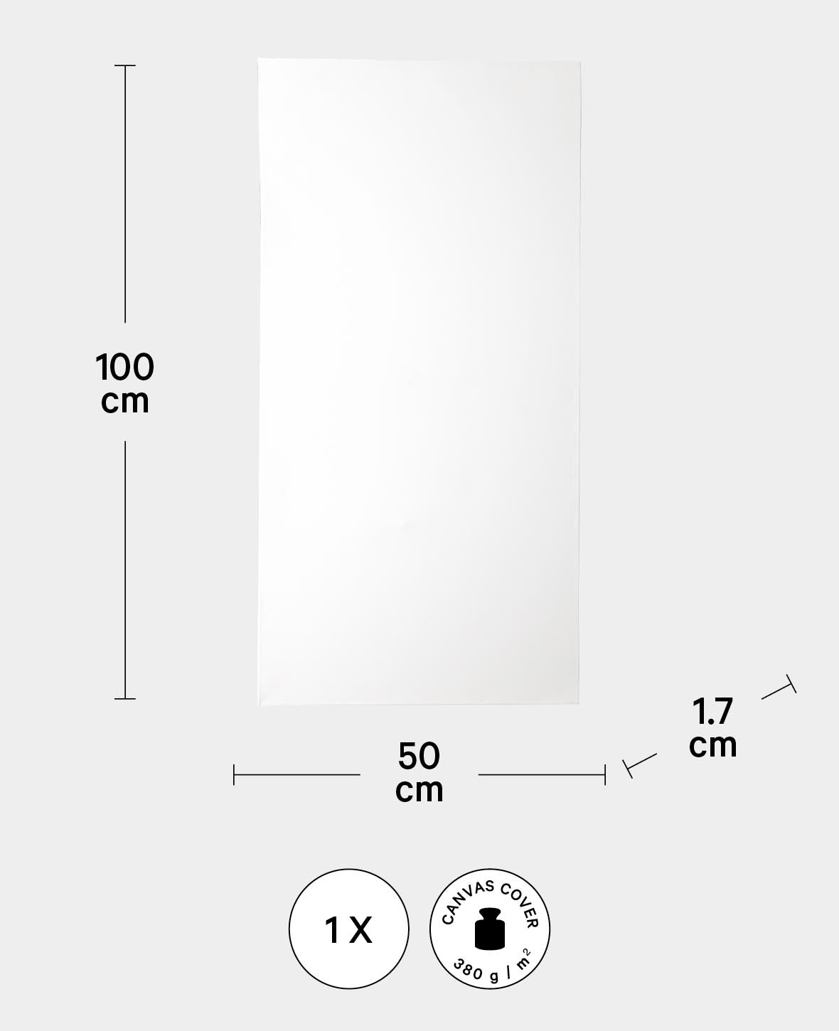 Stretcher Frame Classic, 1.7 x 50 x 100 cm, White