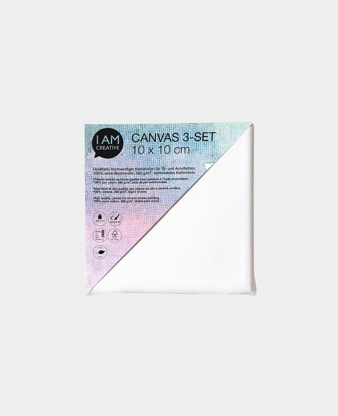 Châssis entoilé, 1.7 x 10 x 10 cm, blanc, 3 p.