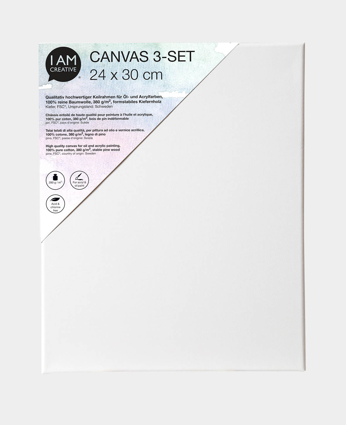 Stretcher Frame, 1.7 x 24 x 30 cm, White, 3 pcs.
