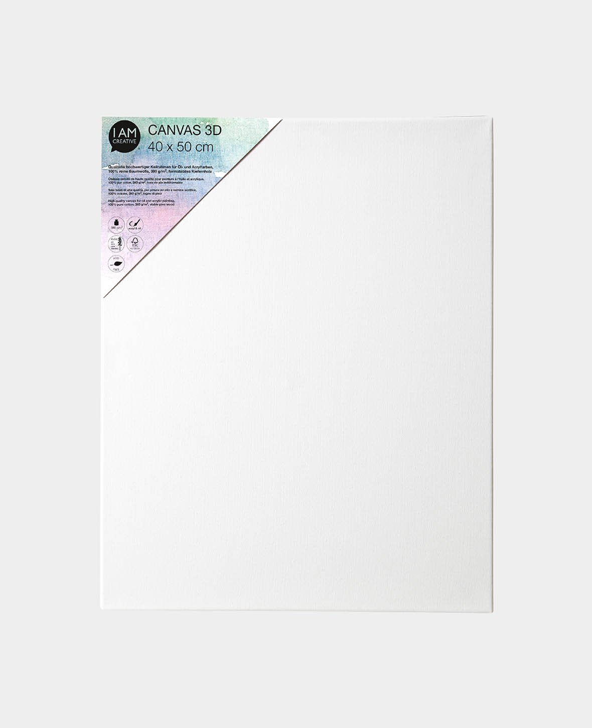 Stretched Canvas 3D, 3.7 x 40 x 50 cm, White