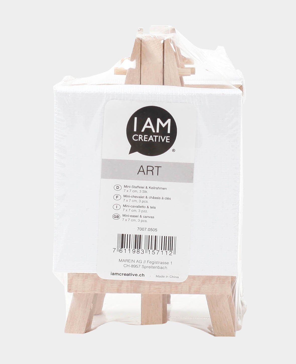 Mini Easel & Stretched Canvas, White, 7 x 7 cm, 3 Pieces