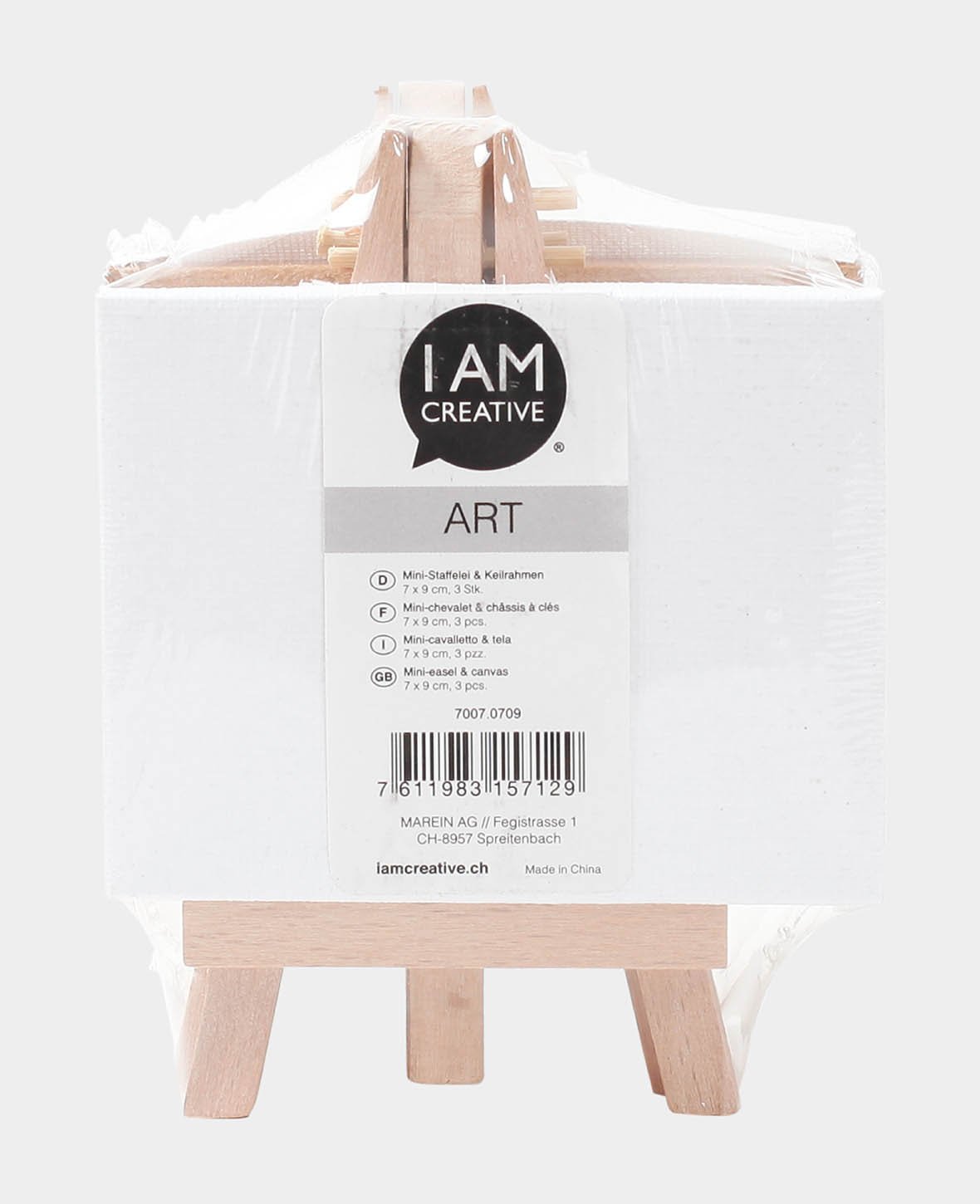 Mini Easel & Stretched Canvas, White, 7 x 9 cm