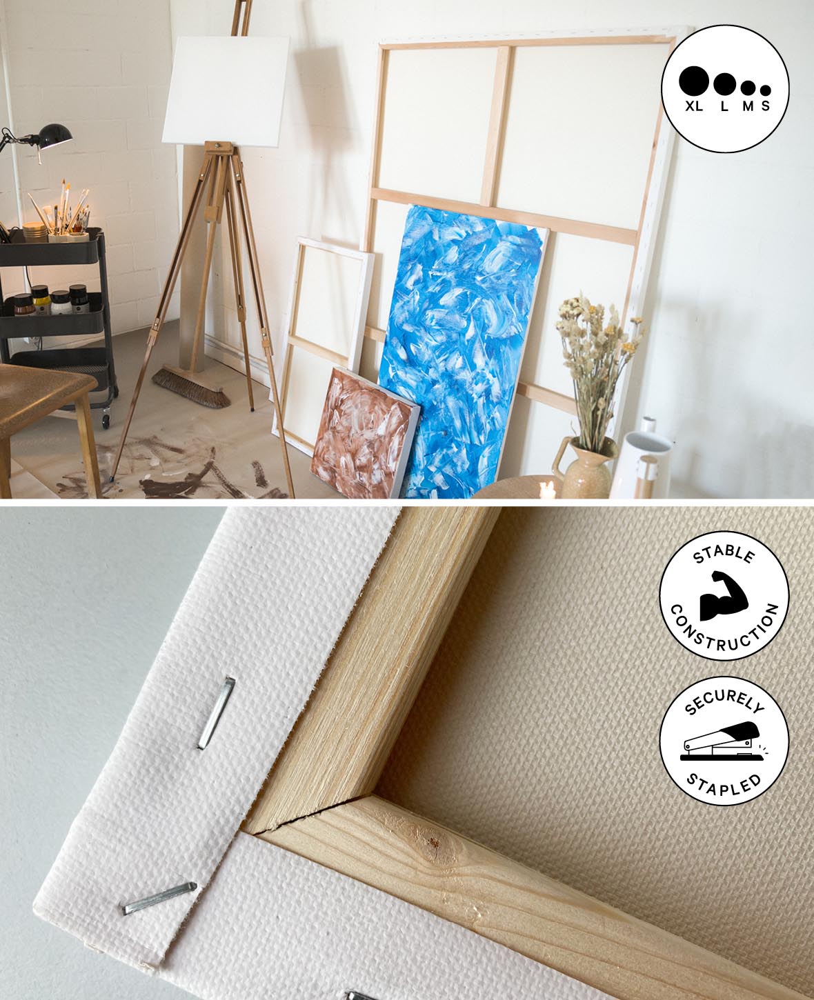 Keilrahmen BASIC 60 x 80 x 1.7 cm, Baumwoll-Leinwand für Öl & Acryl
