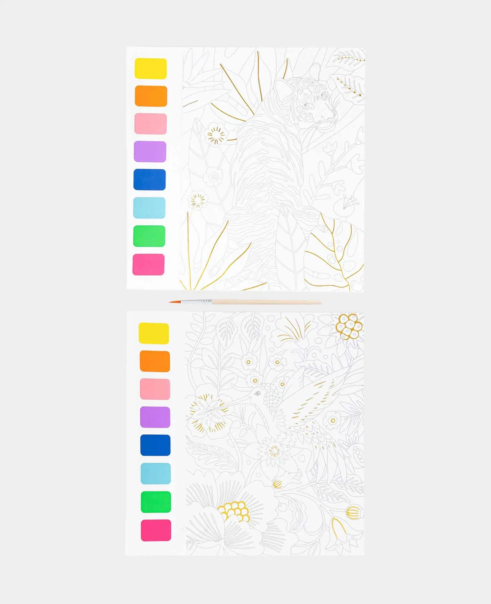 Set de peinture à l'aquarelle avec feuilles à peindre, incluant 1 pinceau, 15.2 cm x 20.3 cm, 2 feuilles à peindre