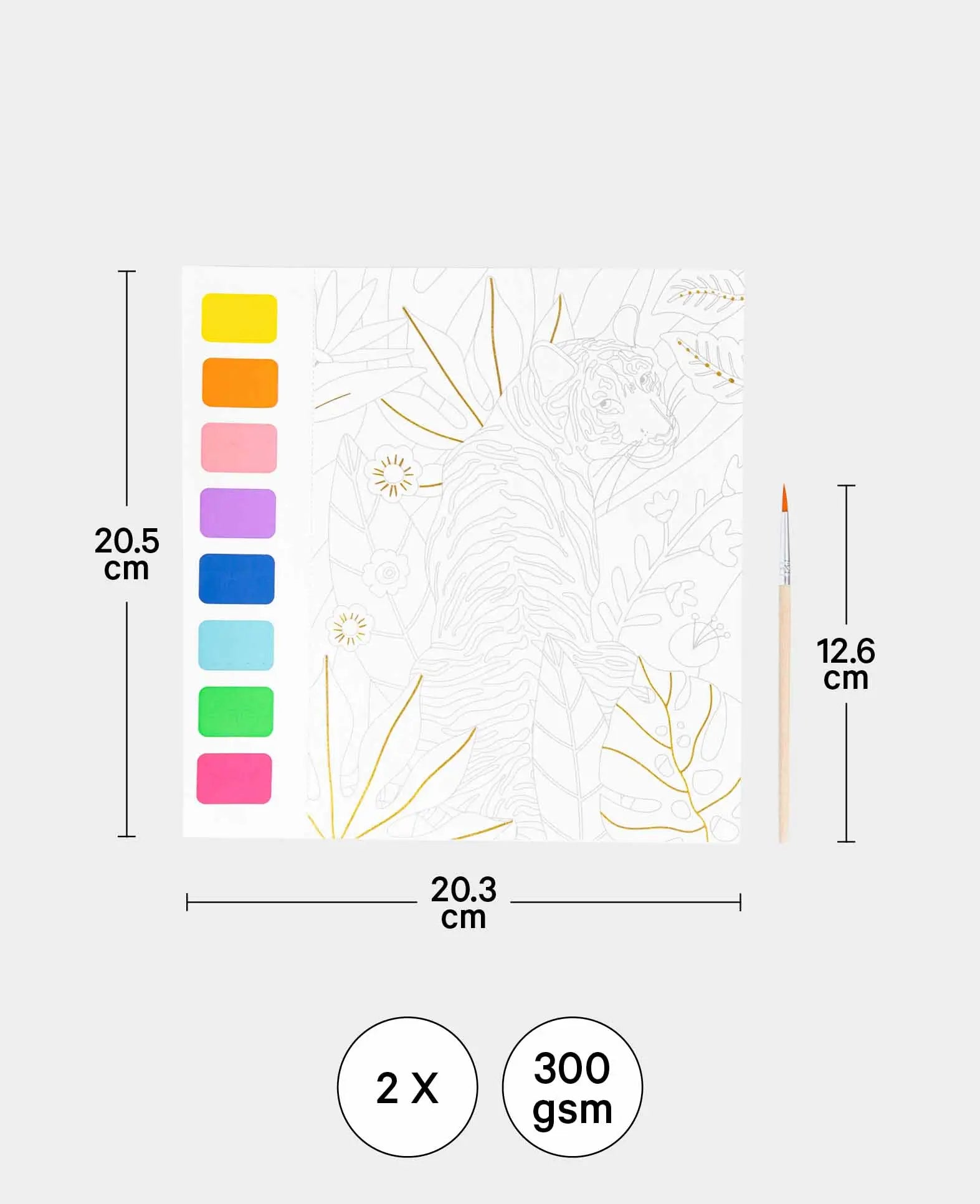 Set de peinture à l'aquarelle avec feuilles à peindre, incluant 1 pinceau, 15.2 cm x 20.3 cm, 2 feuilles à peindre