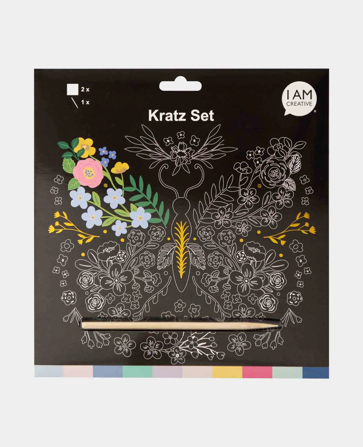 Kratz Set, inkl. 1 Kratzwerkzeug aus Holz, 20.3 x 20.3 cm, 2 Bögen