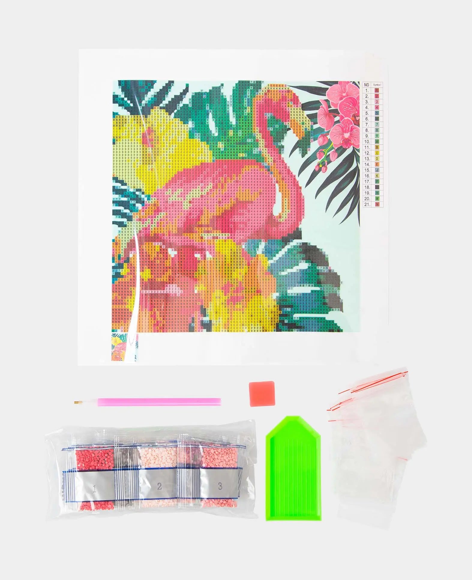 Diamond Painting Kit, Flamingo, 30 x 30 cm