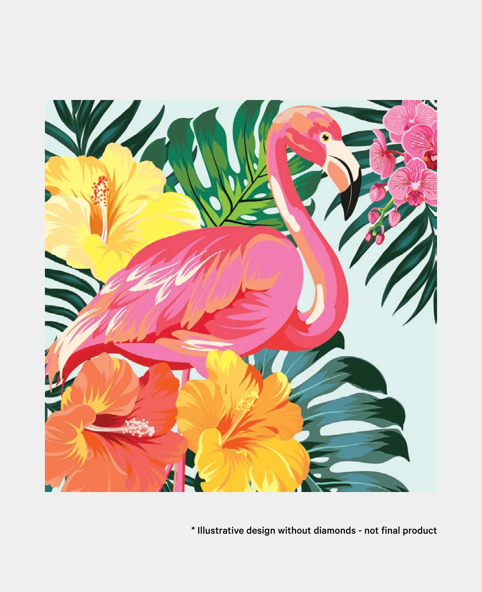 Diamond Painting Kit, Flamingo, 30 x 30 cm