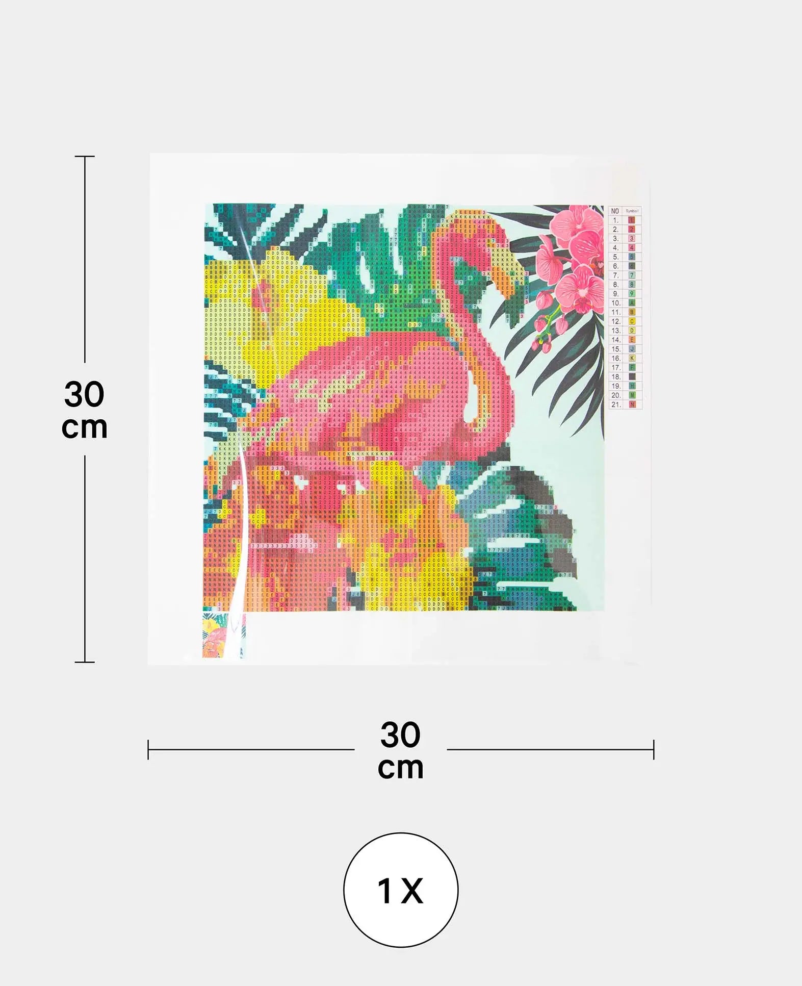 Diamond Painting Kit, Flamingo, 30 x 30 cm