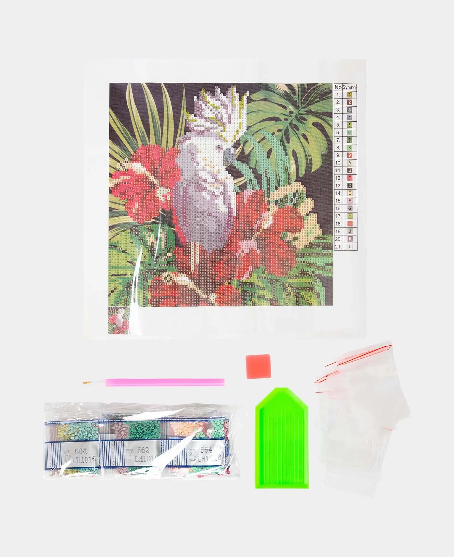 Kit de Diamond Painting, Cacatoès, 30 x 30 cm