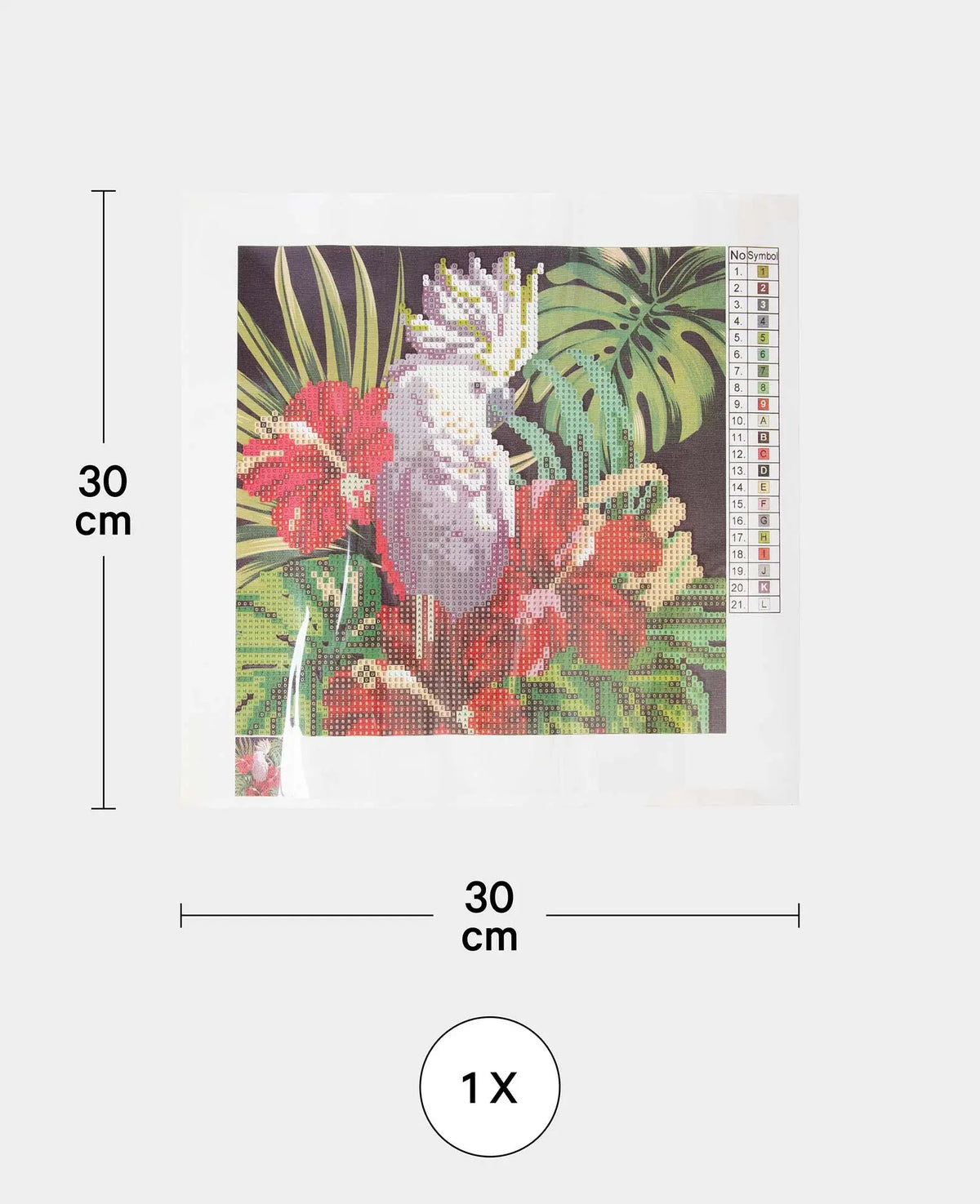 Diamond Painting Kit, Cockatoo, 30 x 30 cm