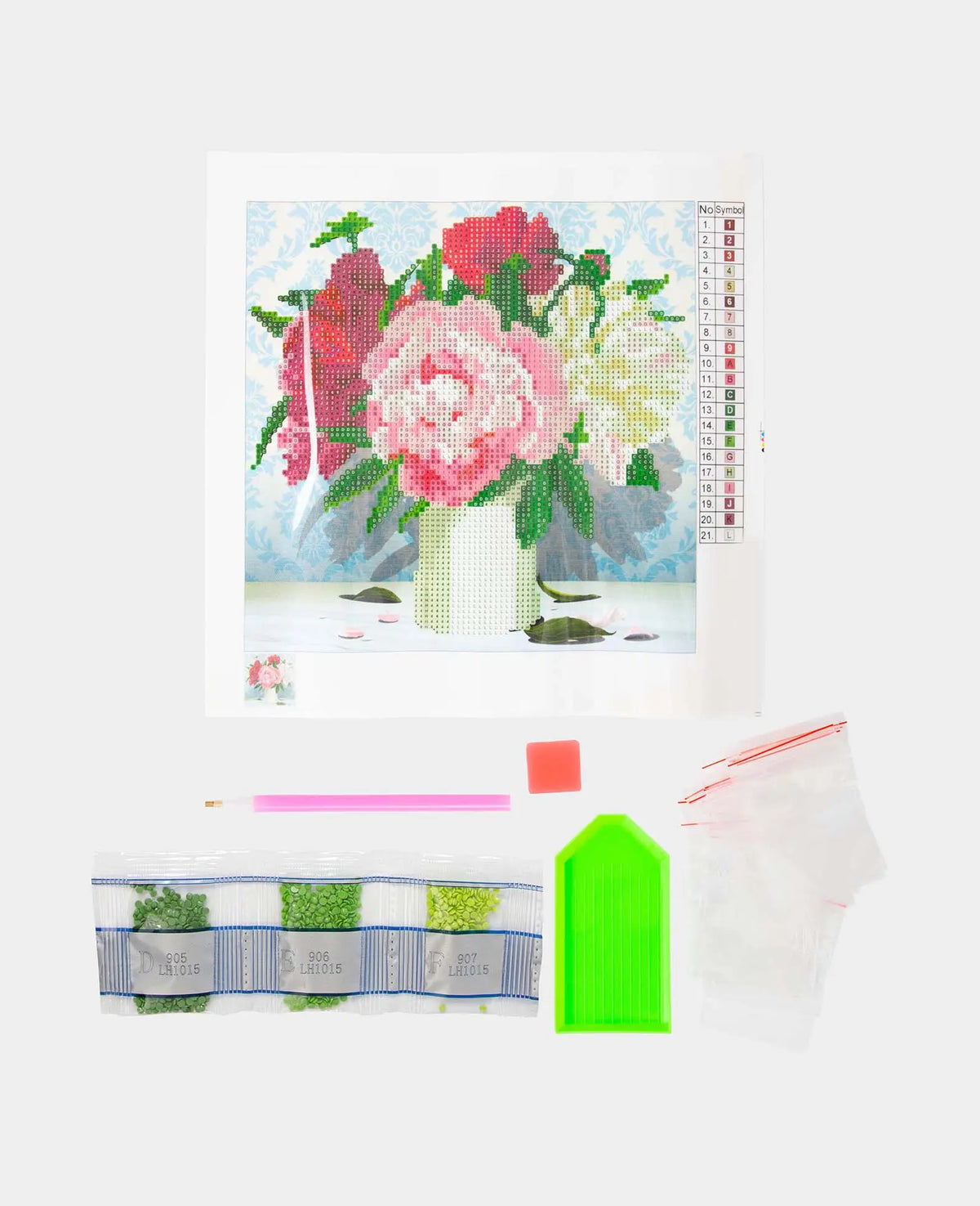 Kit de diamond painting, Fleurs en vase, 30 x 30 cm