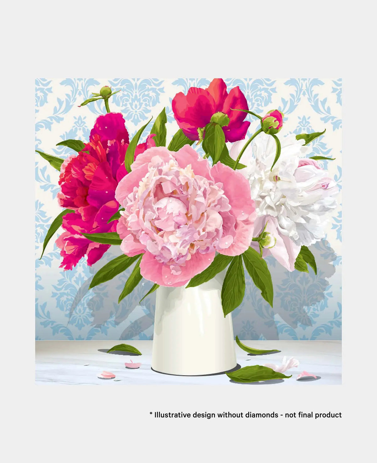 Kit de diamond painting, Fleurs en vase, 30 x 30 cm