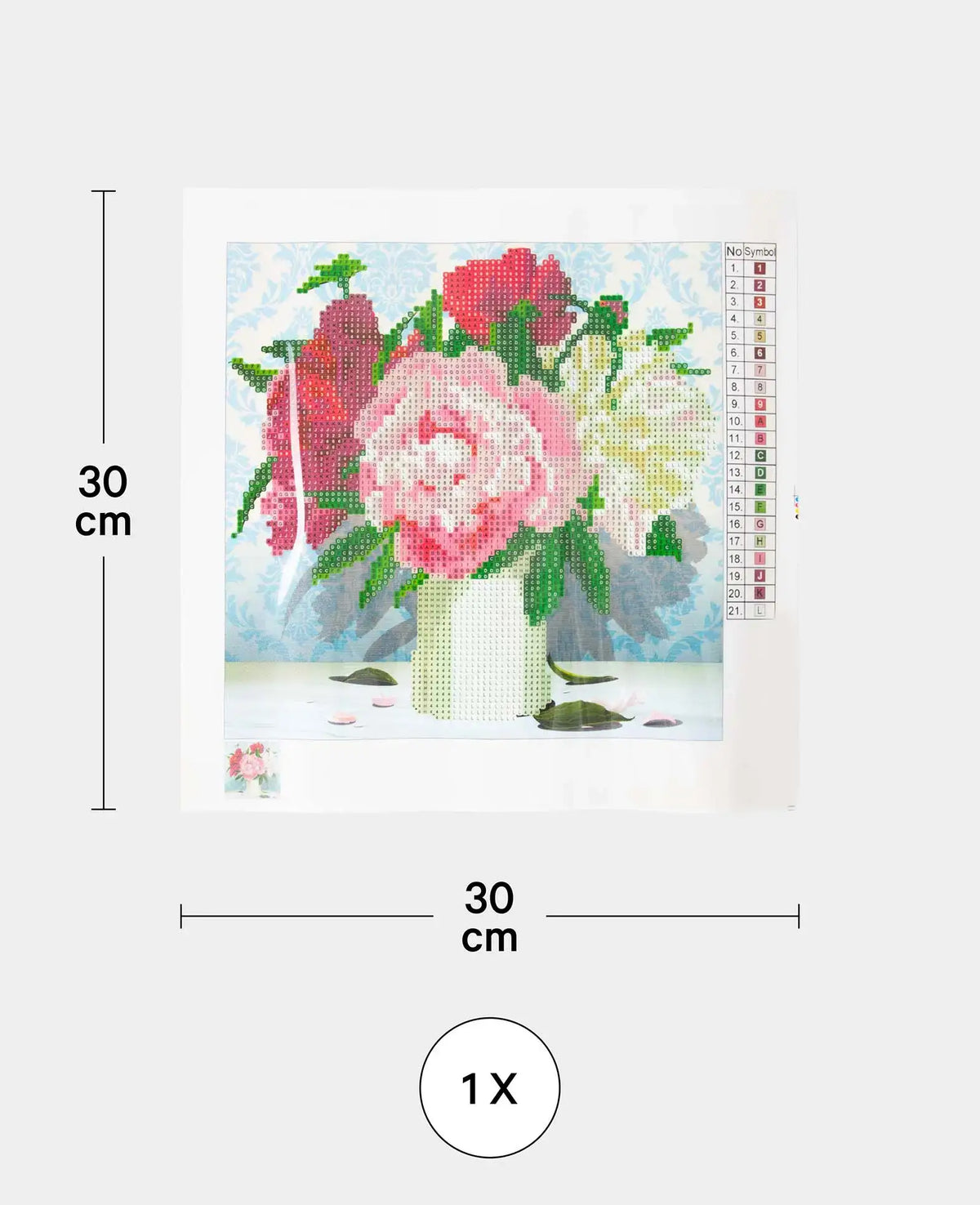 Kit de diamond painting, Fleurs en vase, 30 x 30 cm