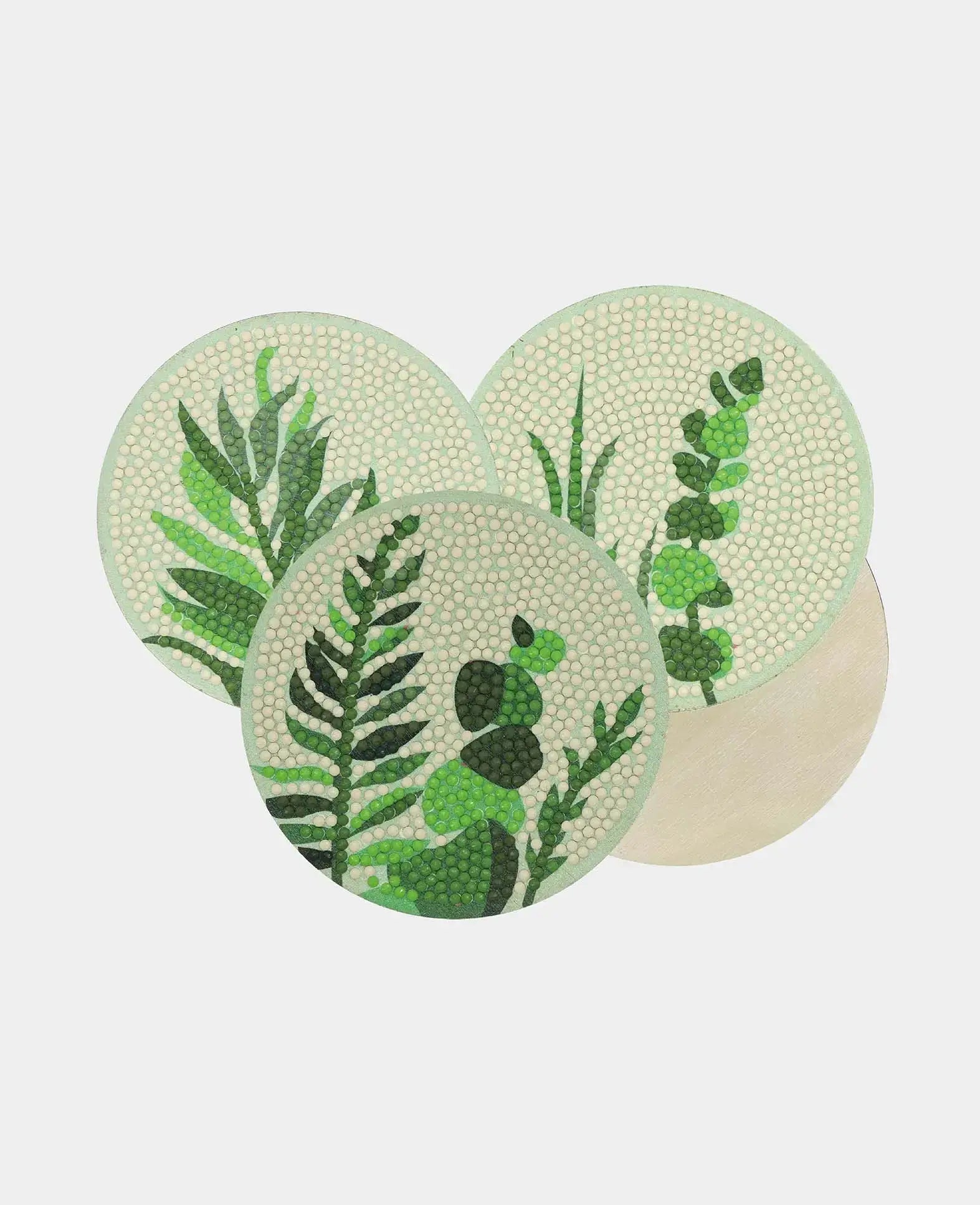 Sous-verres Diamond Painting, plantes, Ø 10 cm, 6 p.