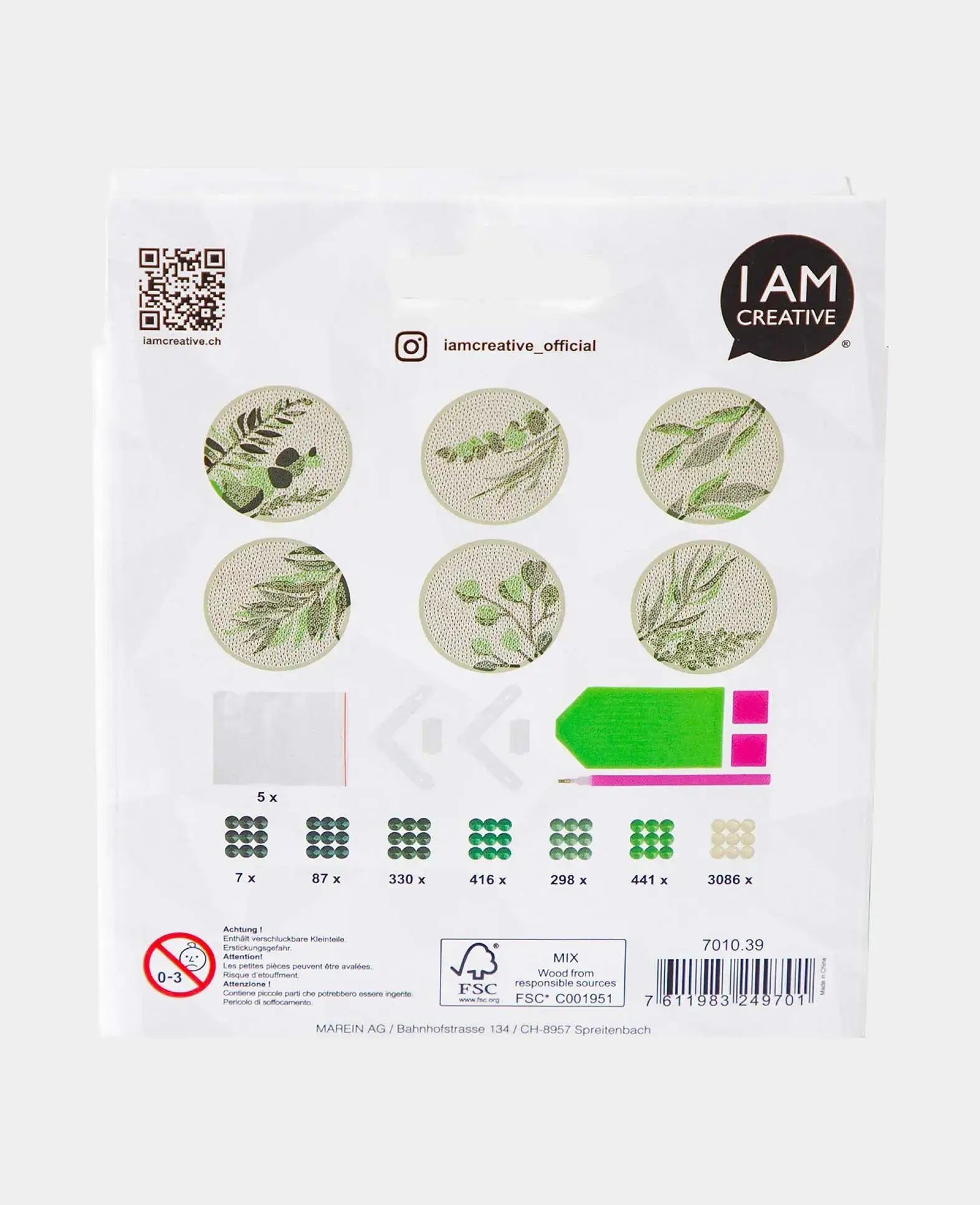 Sous-verres Diamond Painting, plantes, Ø 10 cm, 6 p.