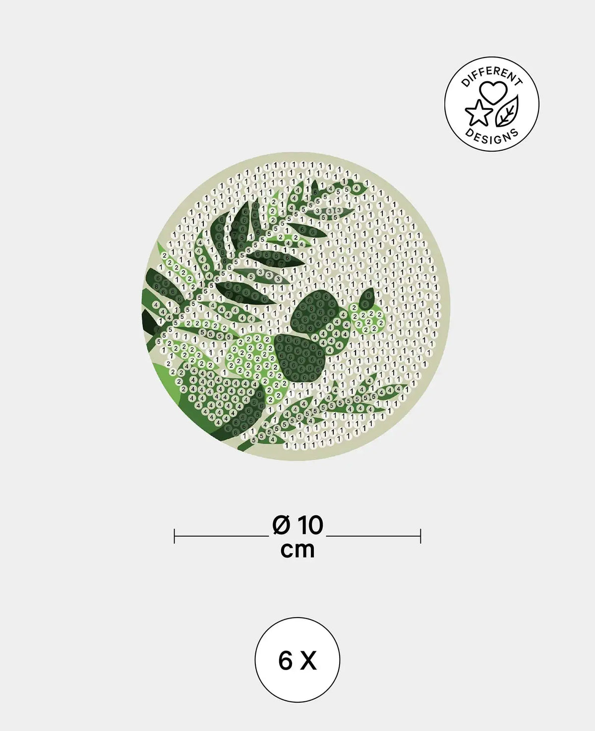 Sous-verres Diamond Painting, plantes, Ø 10 cm, 6 p.
