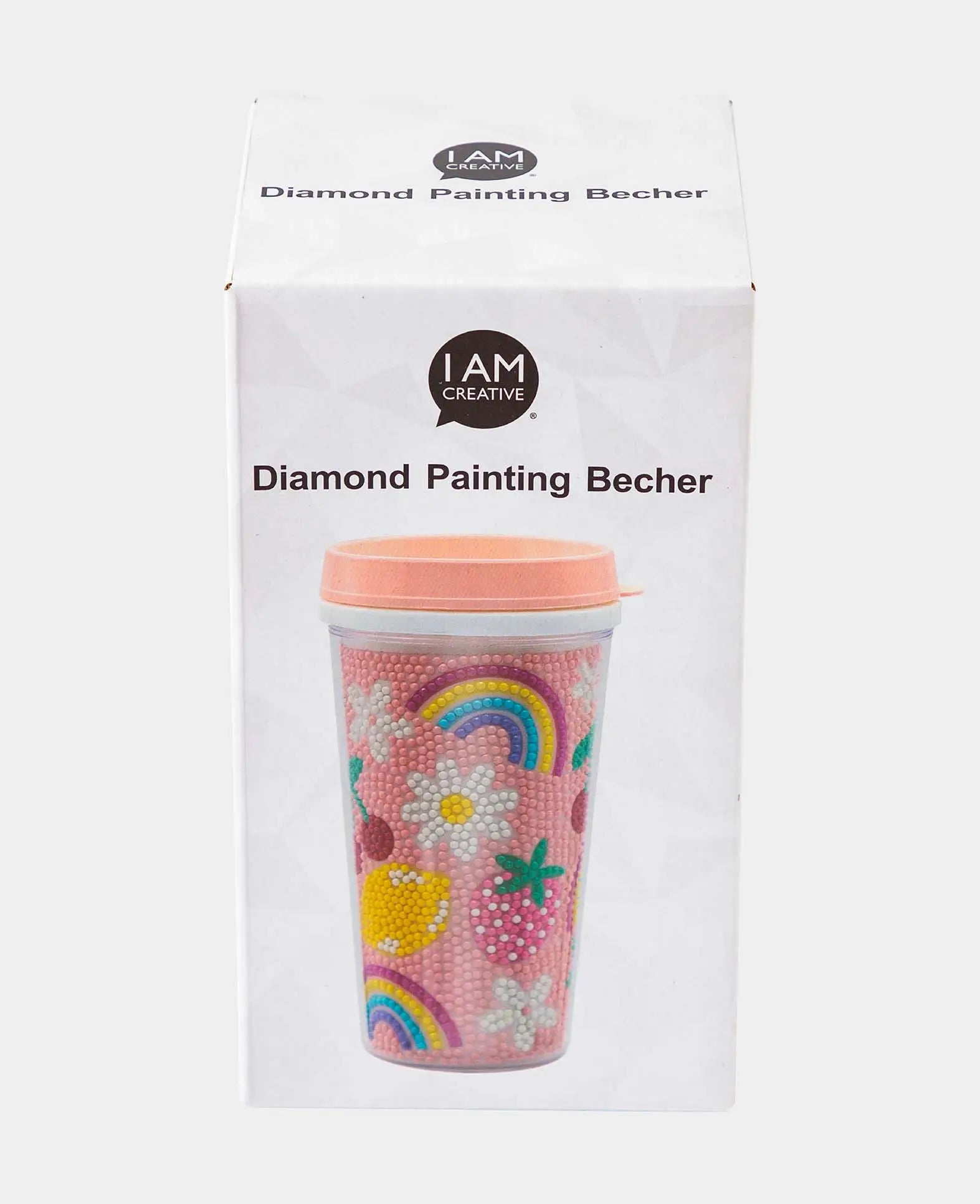 Gobelet Diamond Painting, rose, gourde, 17 x 9.2 cm