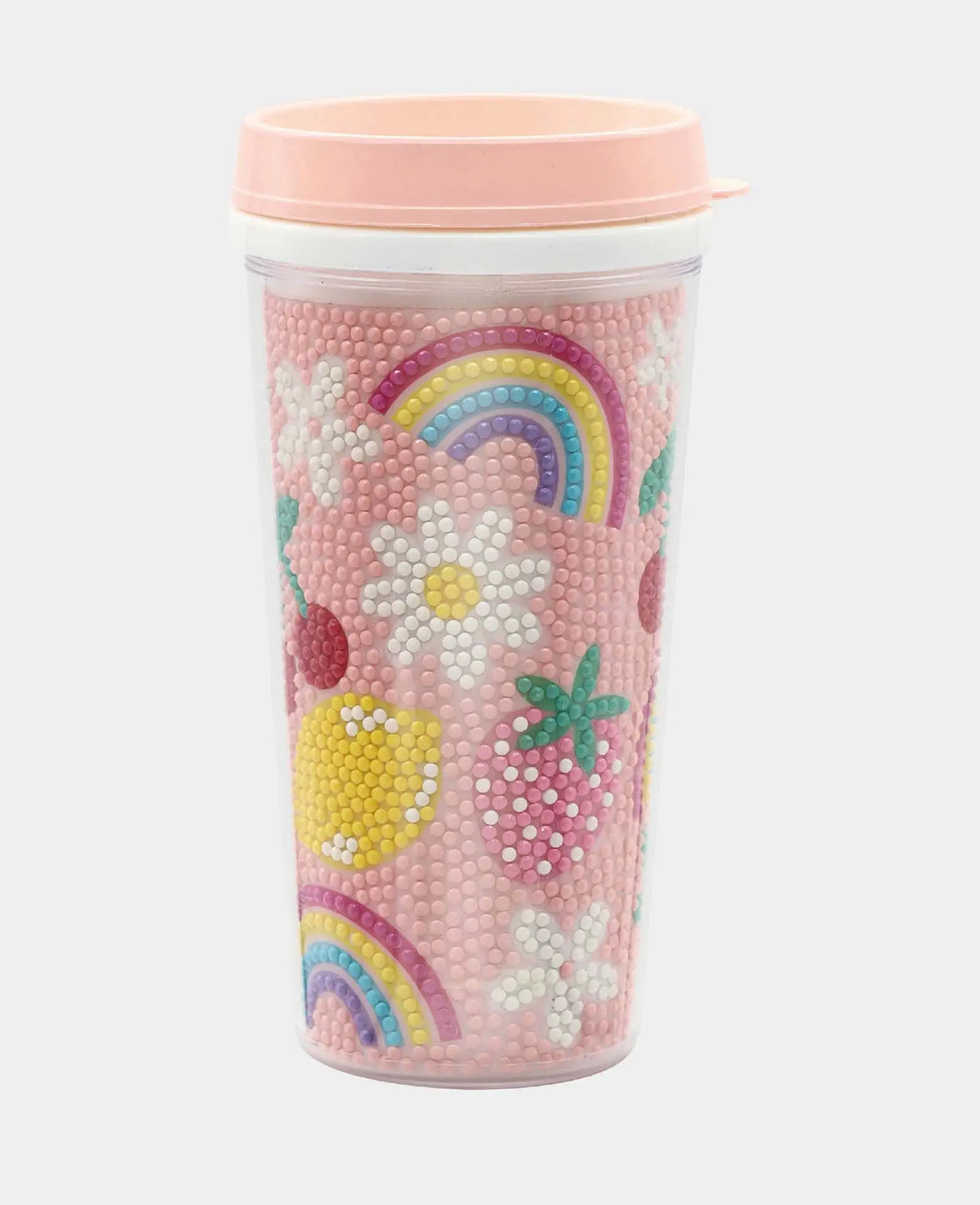 Diamond Painting Becher, Rosa, Trinkflasche, 17 x 9.2 cm