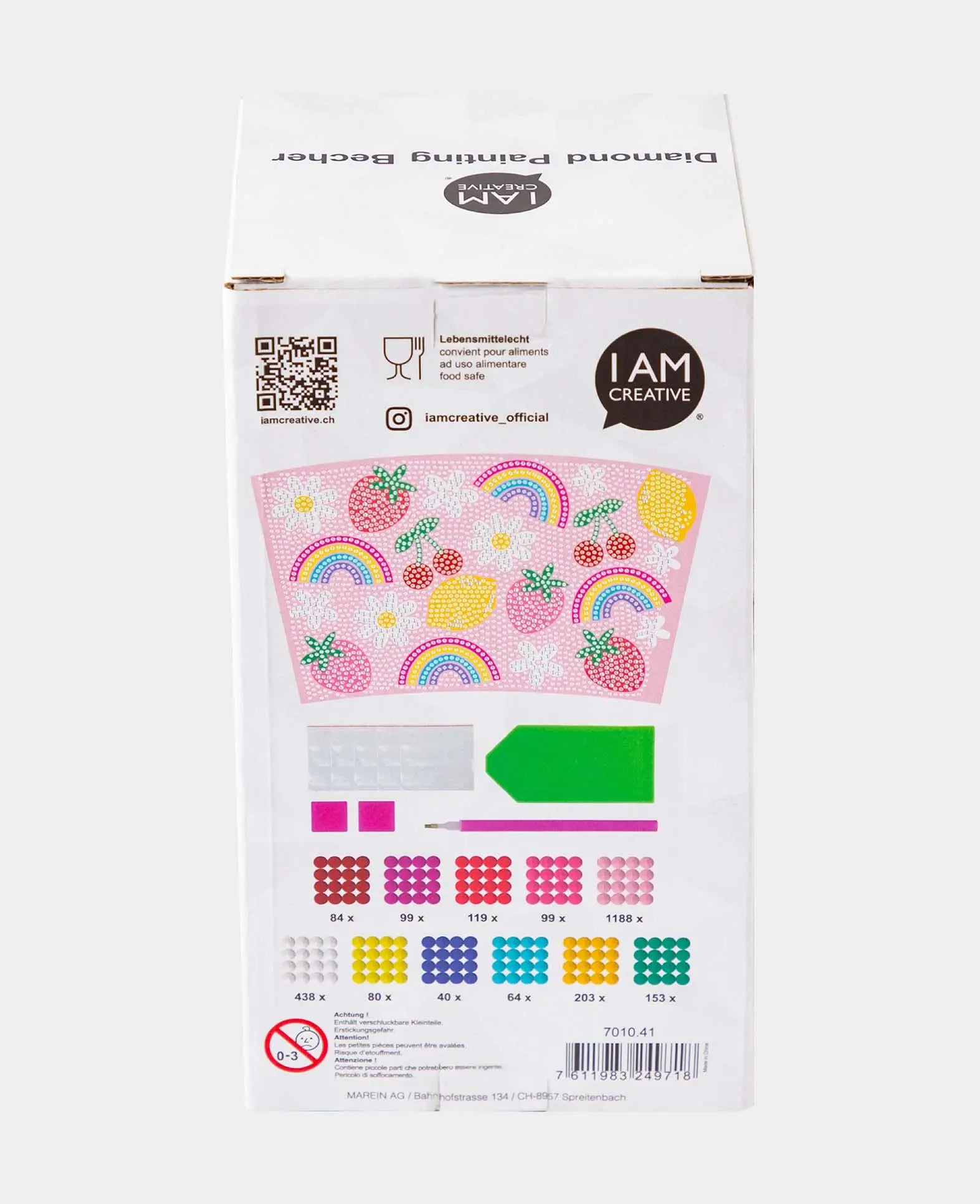 Diamond Painting Becher, Rosa, Trinkflasche, 17 x 9.2 cm