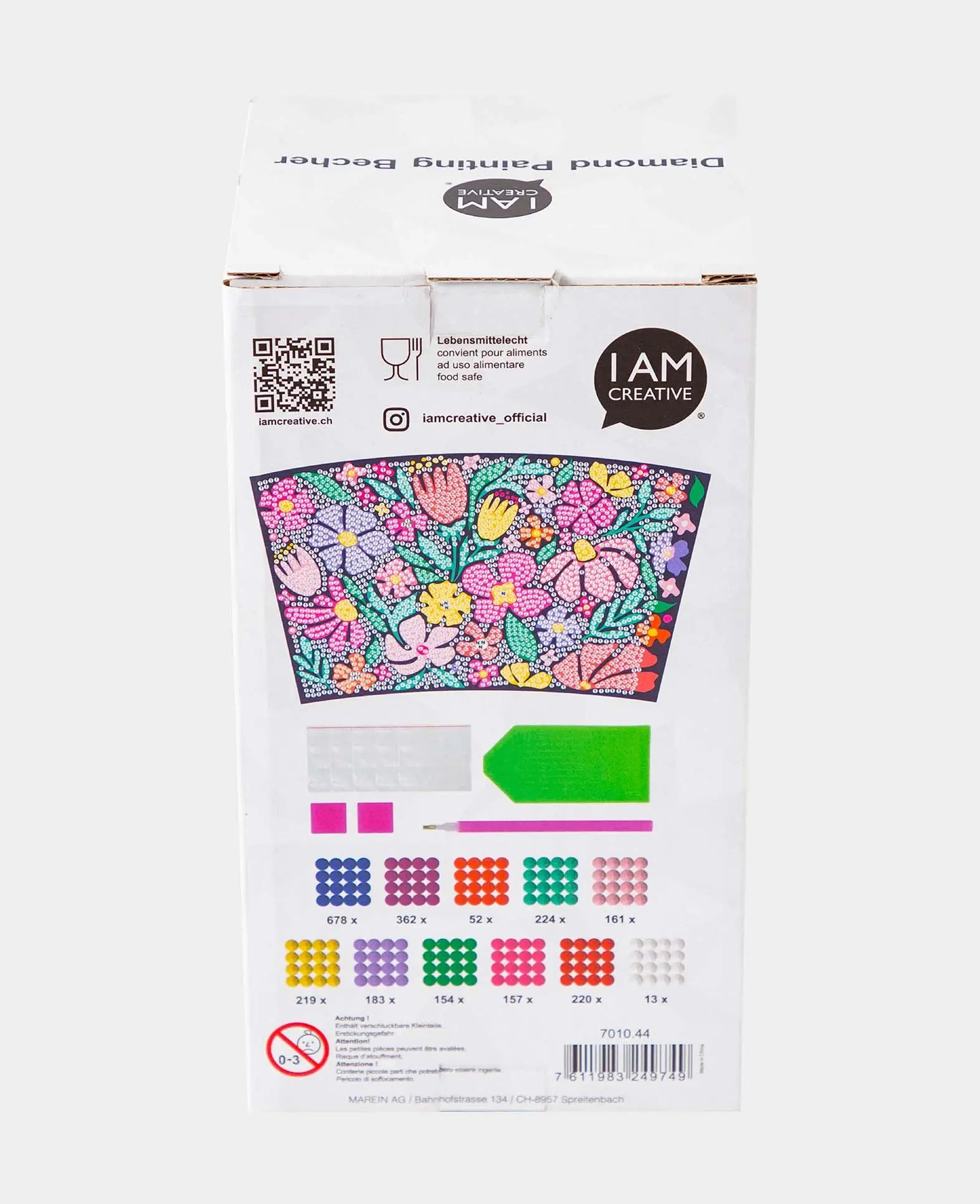 Tasse Diamond Painting, fleurs, gourde, 17 x 9.2 cm
