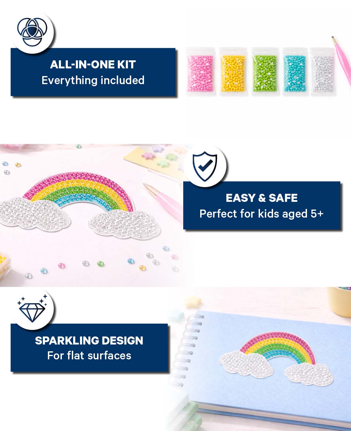 Diamond Painting Patch, Regenbogen, 11 x 6.5 cm, 1 Stk.