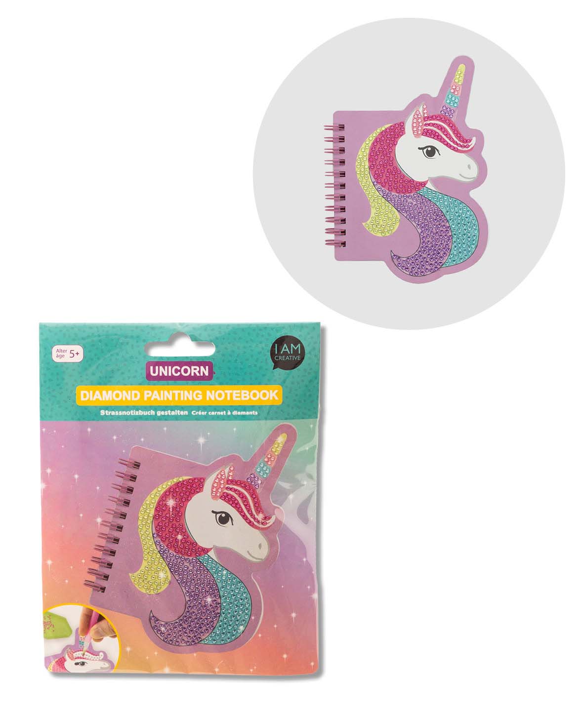 Carnet de Diamond Painting, licorne, 16,5 x 11,5 cm, 1 pc.
