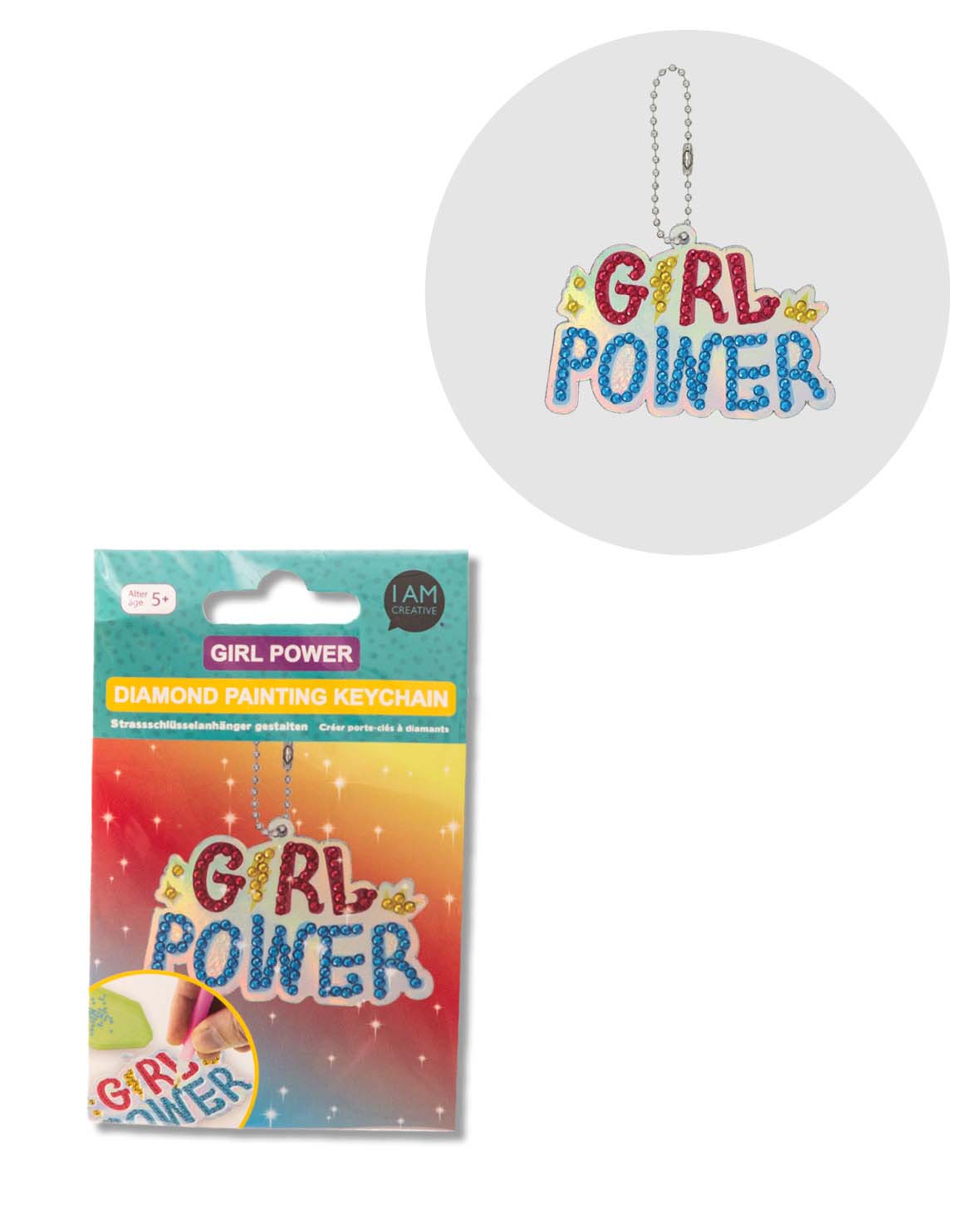 Porte-clés Diamond Painting, Girl Power, 5.2 x 7.5 cm